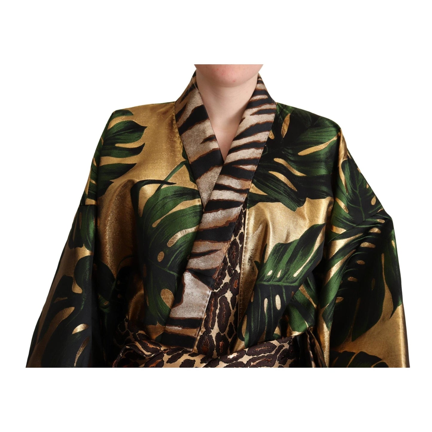 Multicolor Leaves Print Kimono Jacket Coat