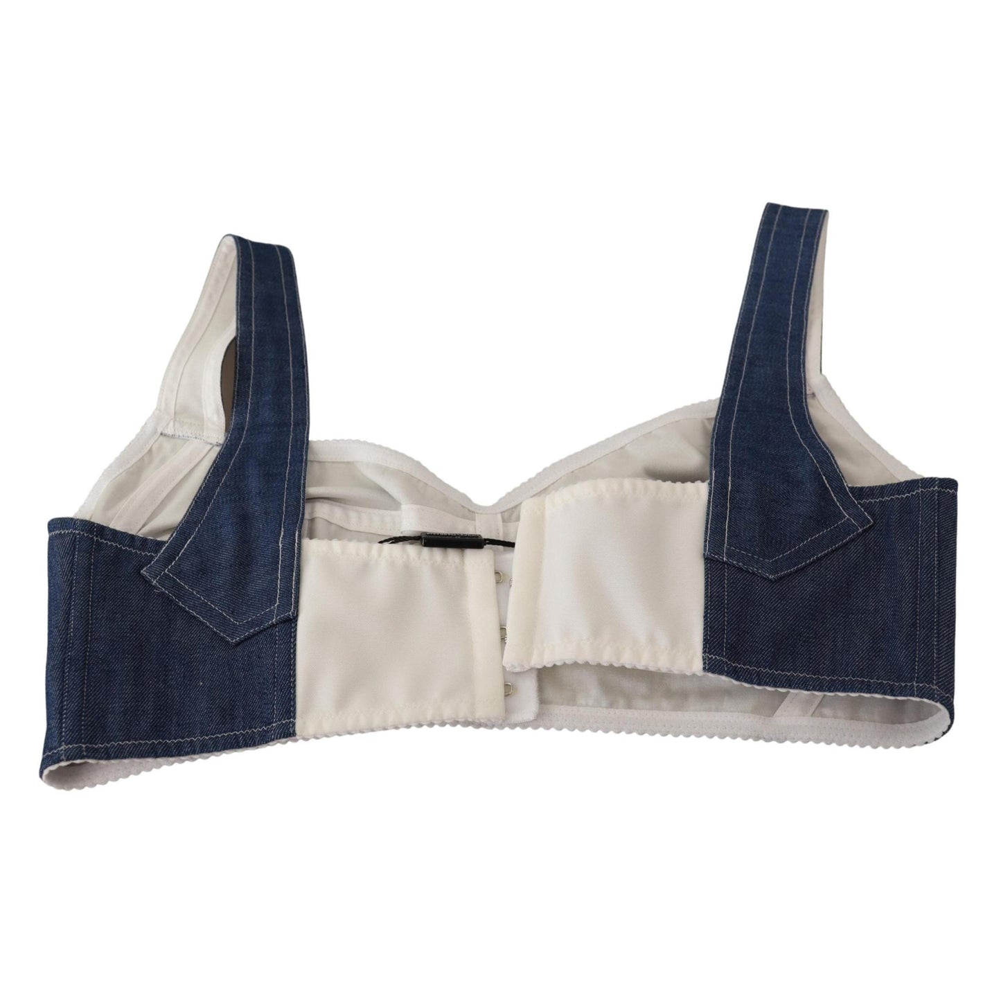 Blue Cotton Stretch Denim Crop Top