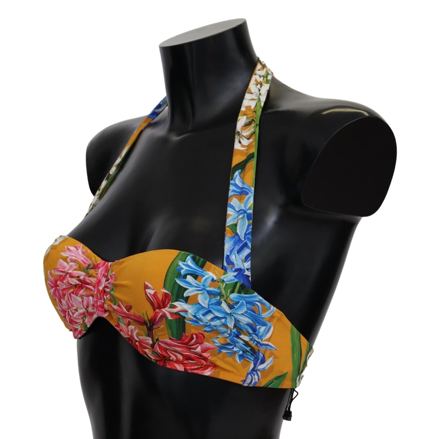 Yellow Floral Print Swimsuit Beachwear Bikini Tops