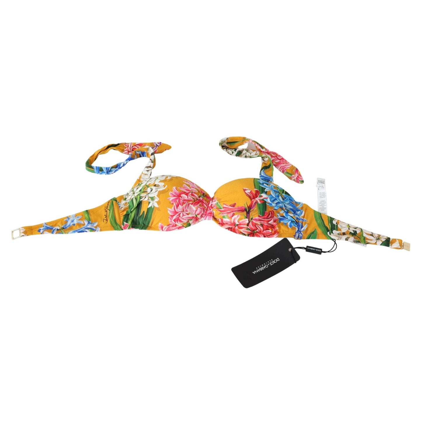 Yellow Floral Print Swimsuit Beachwear Bikini Tops