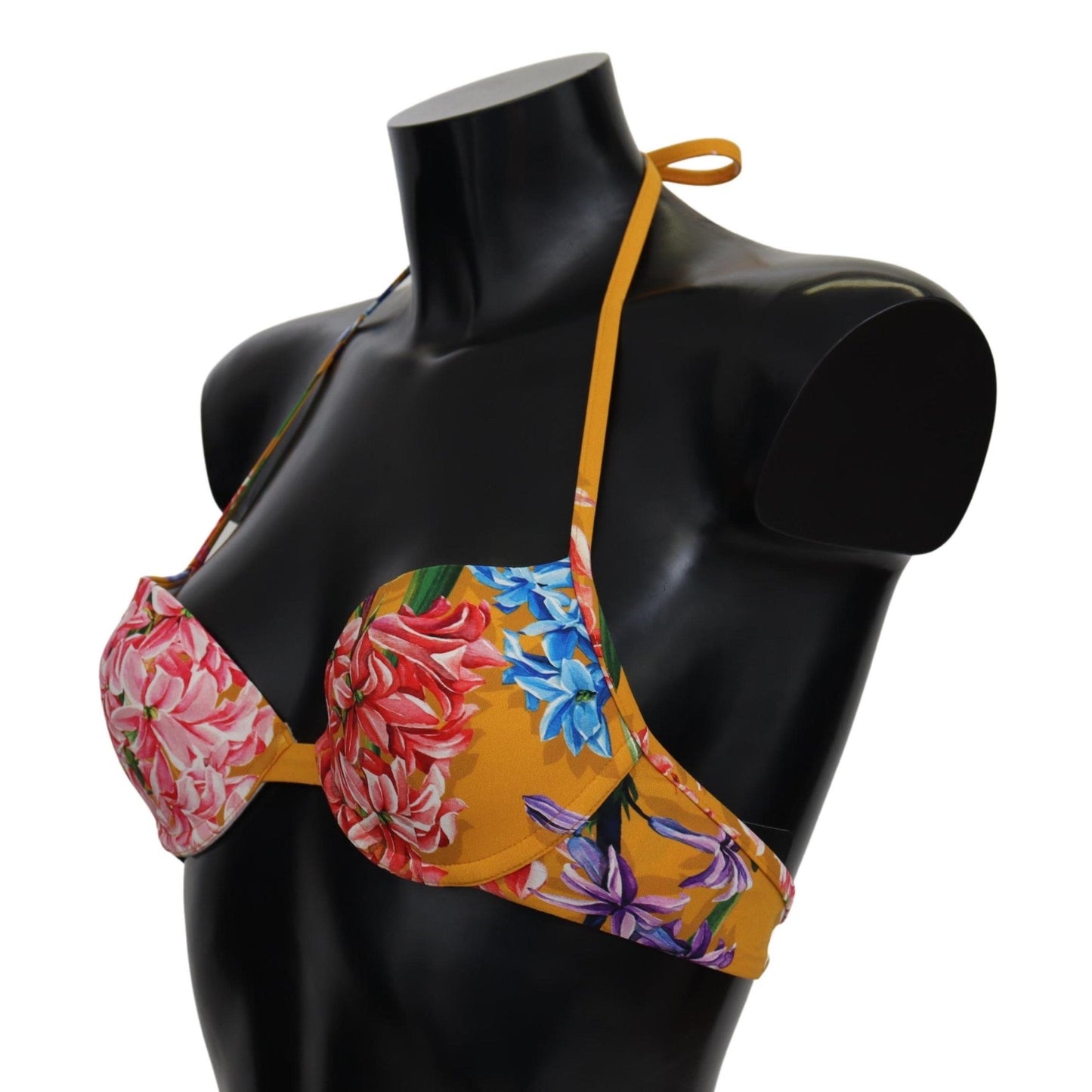 Yellow Floral Print Swimsuit Beachwear Bikini Tops