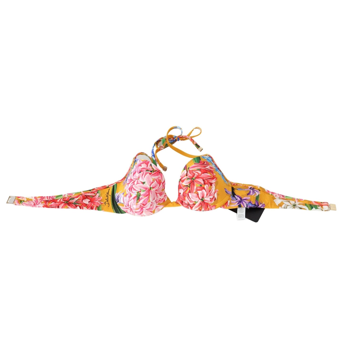 Yellow Floral Print Swimsuit Beachwear Bikini Tops