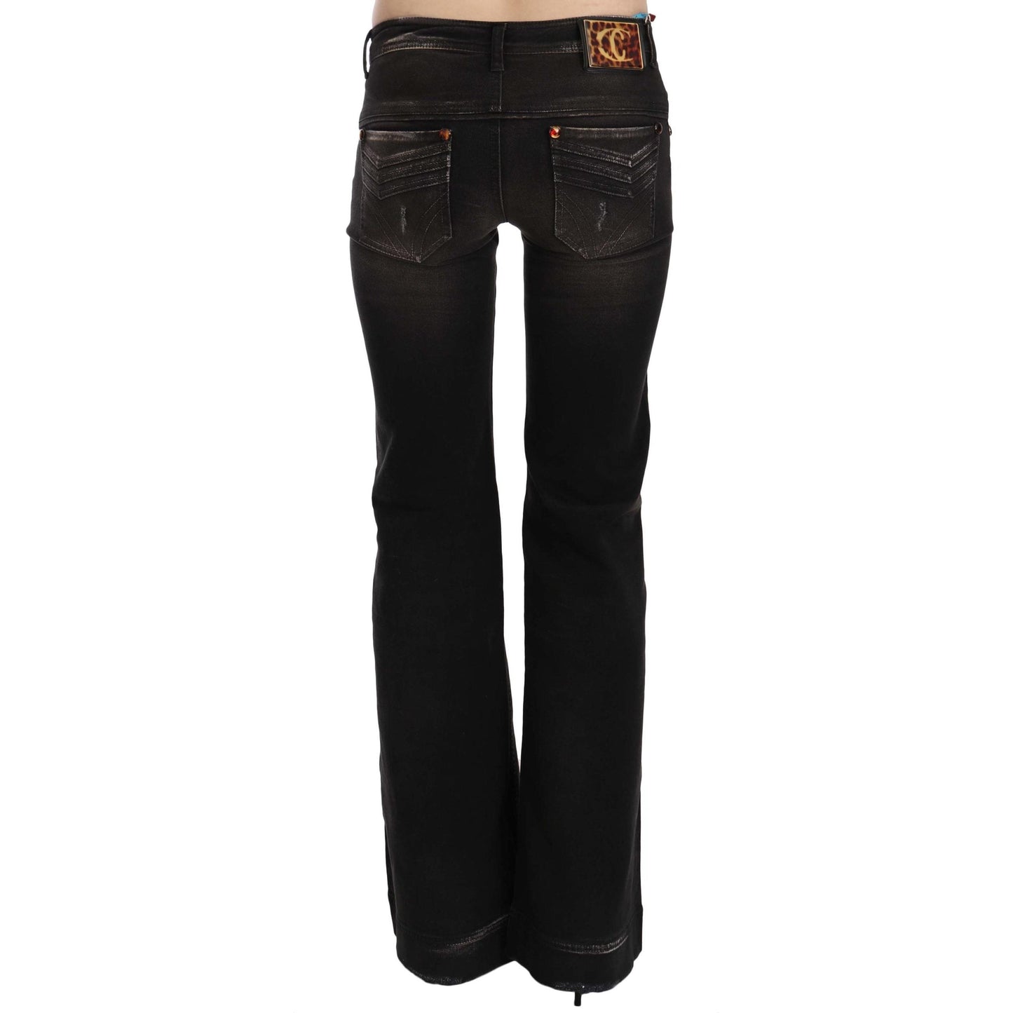 Brown Washed Ripped Low Waist Boot Cut Denim Jeans