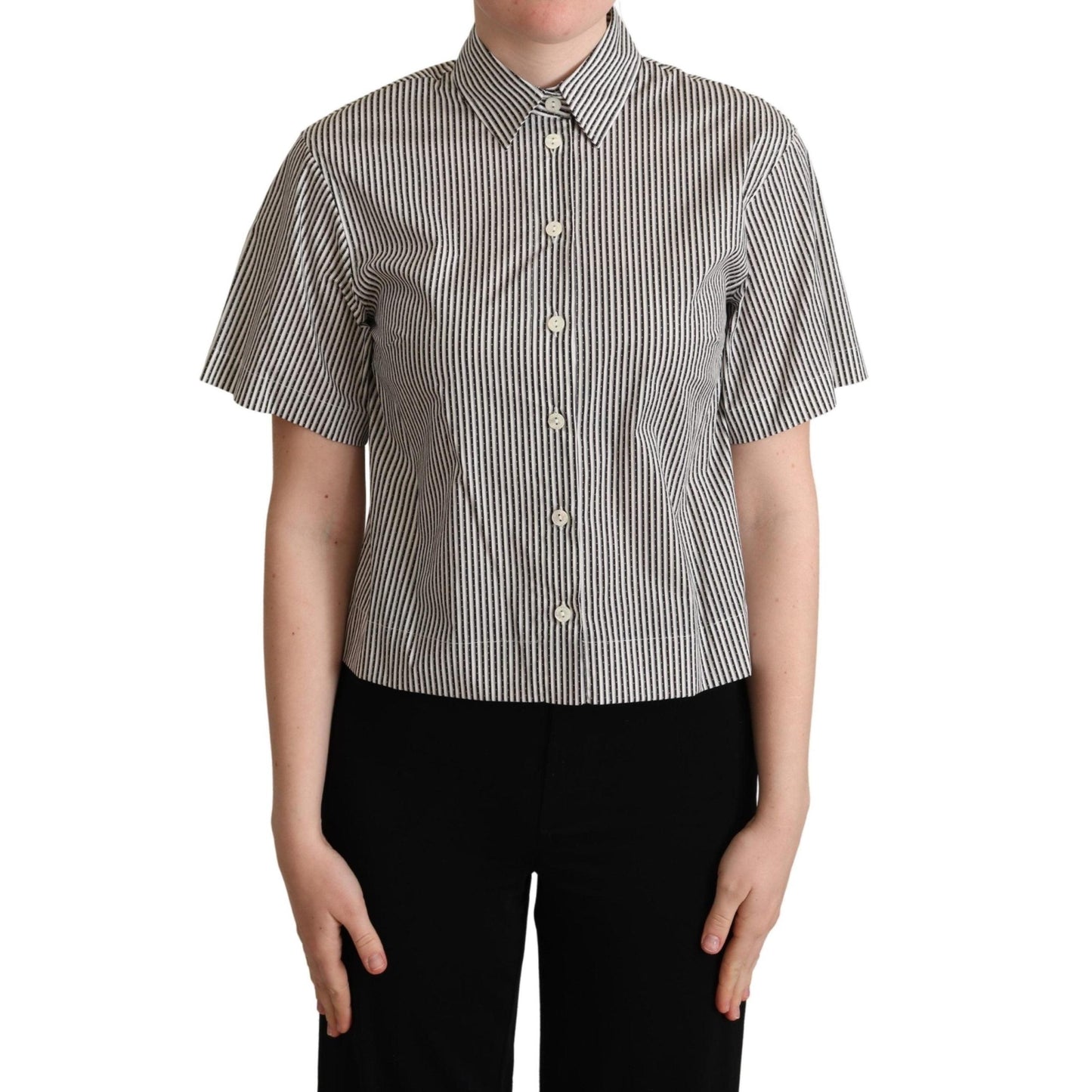 White Black Striped Cotton Shirt