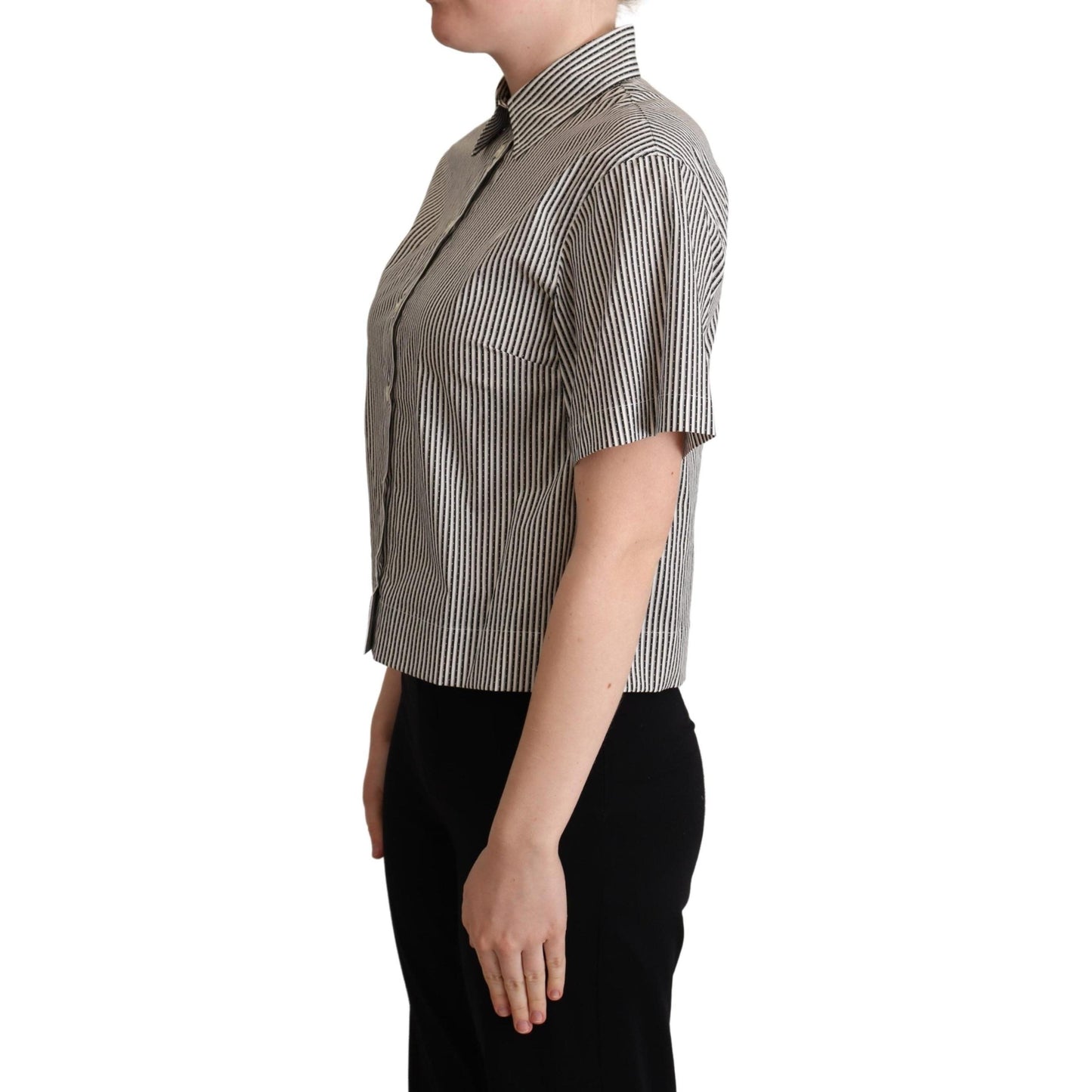 White Black Striped Cotton Shirt