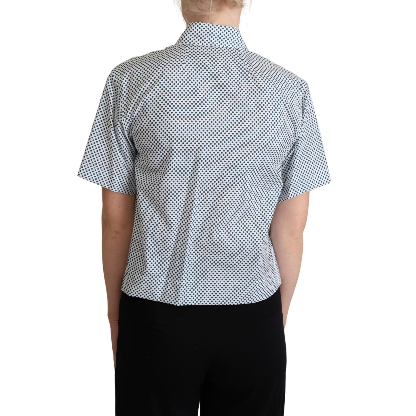 White Blue Polka Dot Cotton Shirt