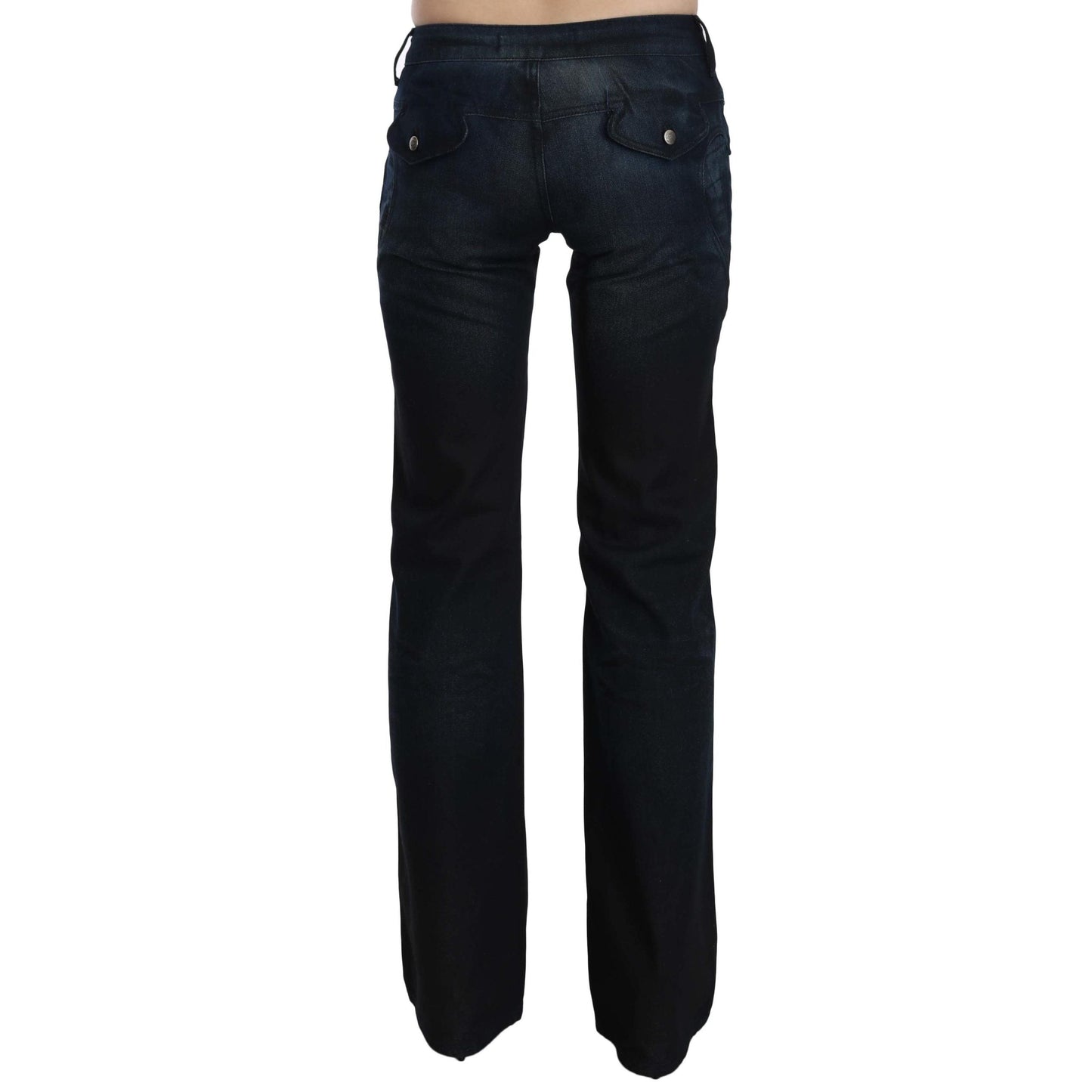 Blue Washed Mid Waist Straight Denim Pants
