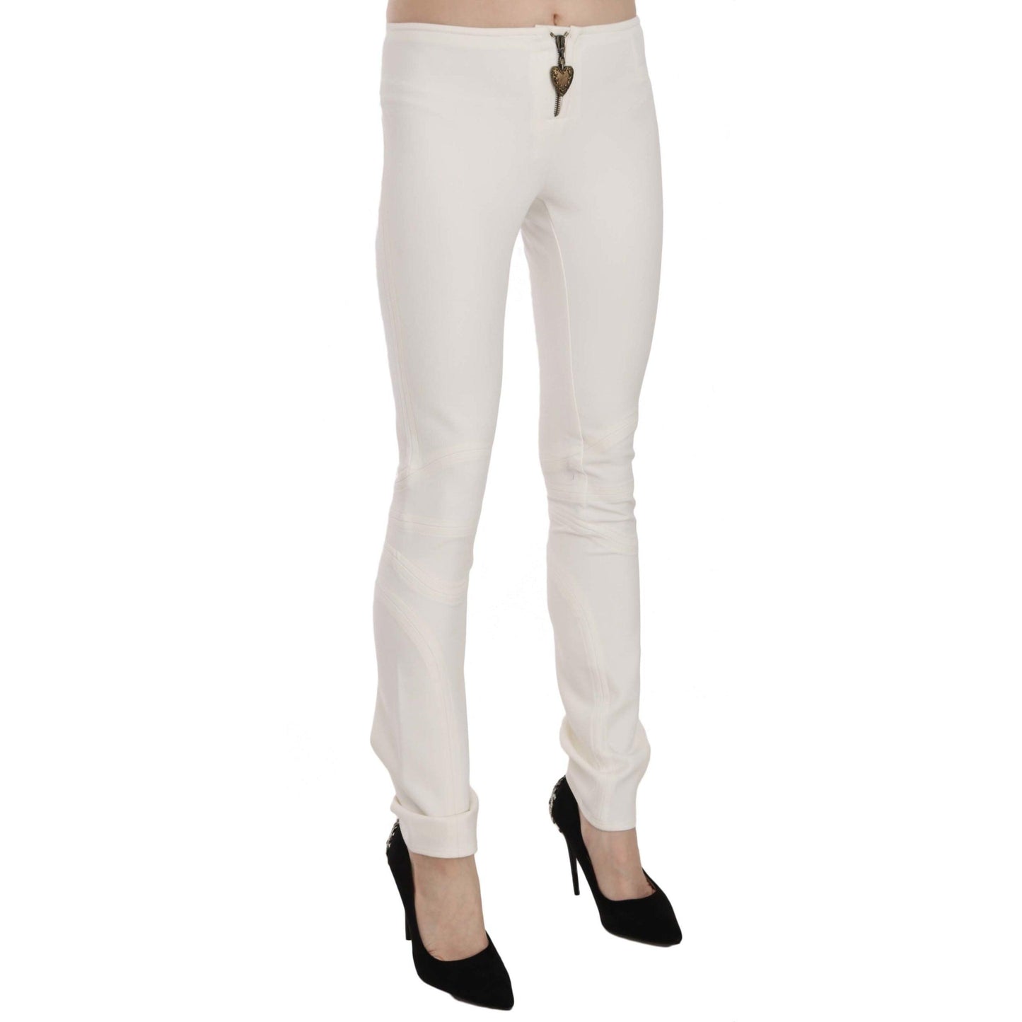 White Mid Waist Skinny Dress Trousers Pants