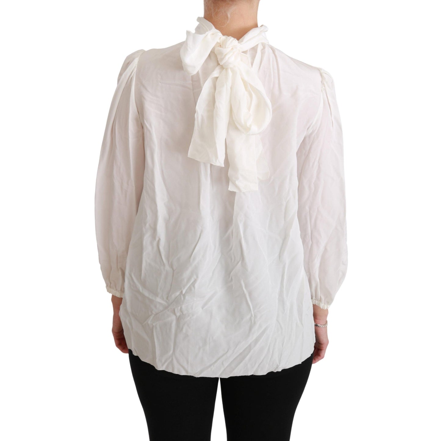 White Turtle Neck Blouse Shirt Silk Top