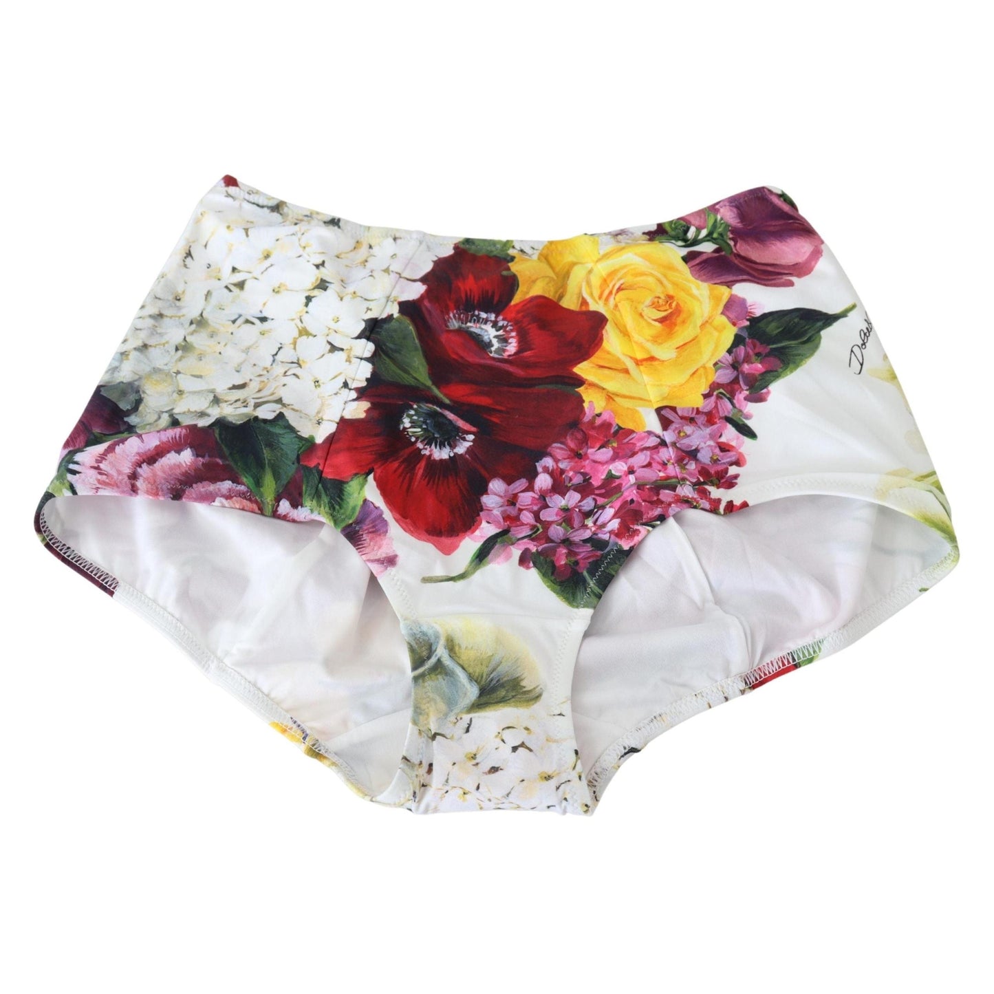 White Floral Print Swimwear Beachwear Bikini Bottom