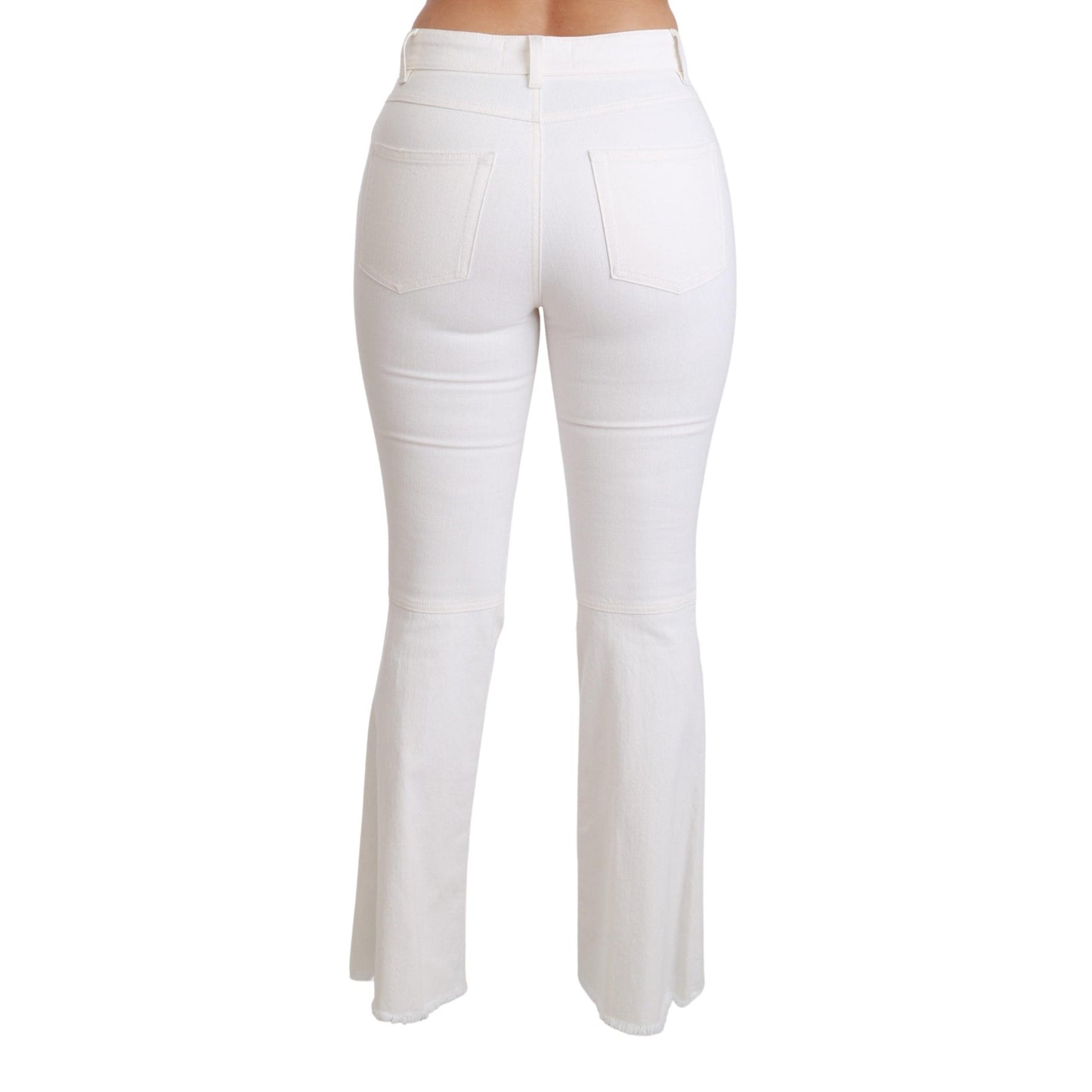 White Heart Flared Stretch Cotton Pants