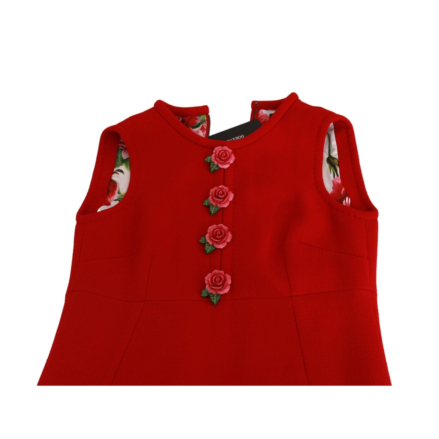 Red Wool Roses Shift Mini Gown Dress
