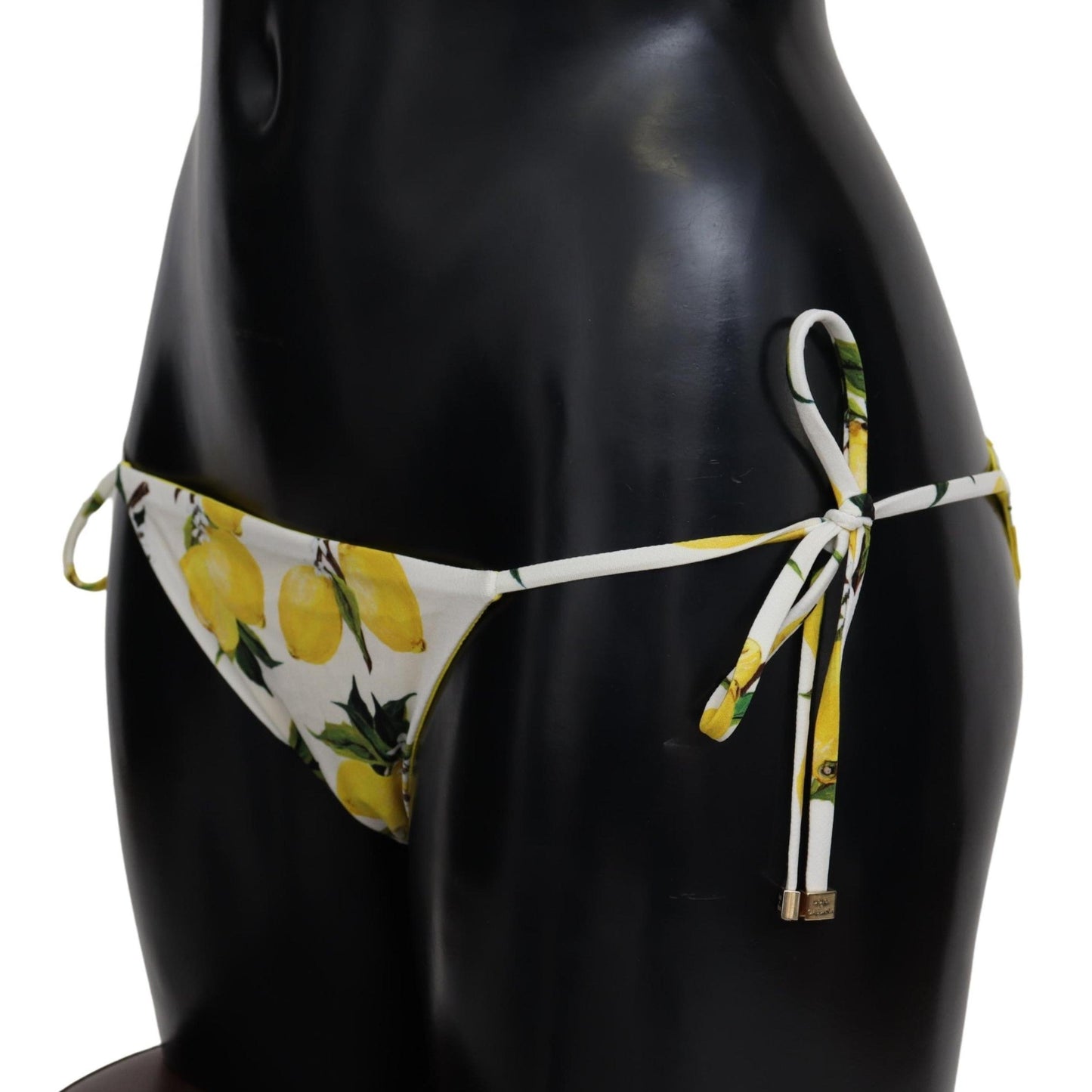 White Lemon Print Bottom Bikini Beachwear Swimsuit