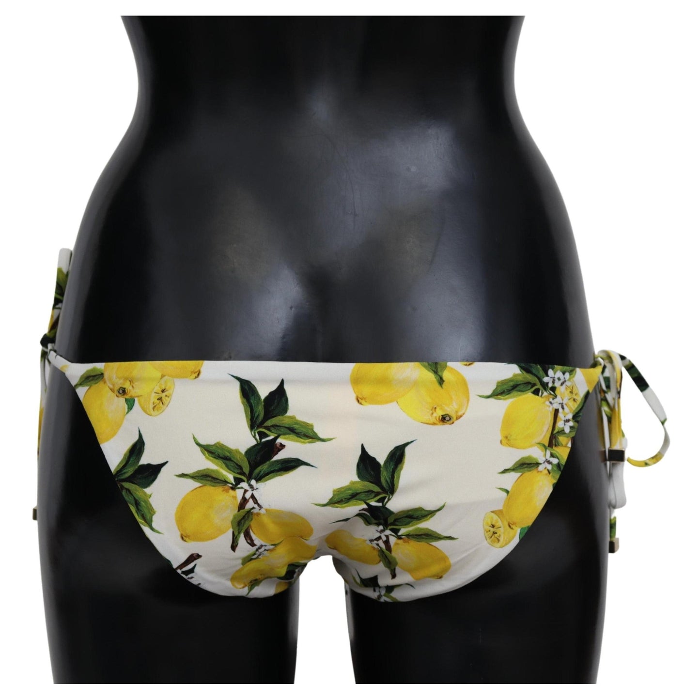 White Lemon Print Bottom Bikini Beachwear Swimsuit