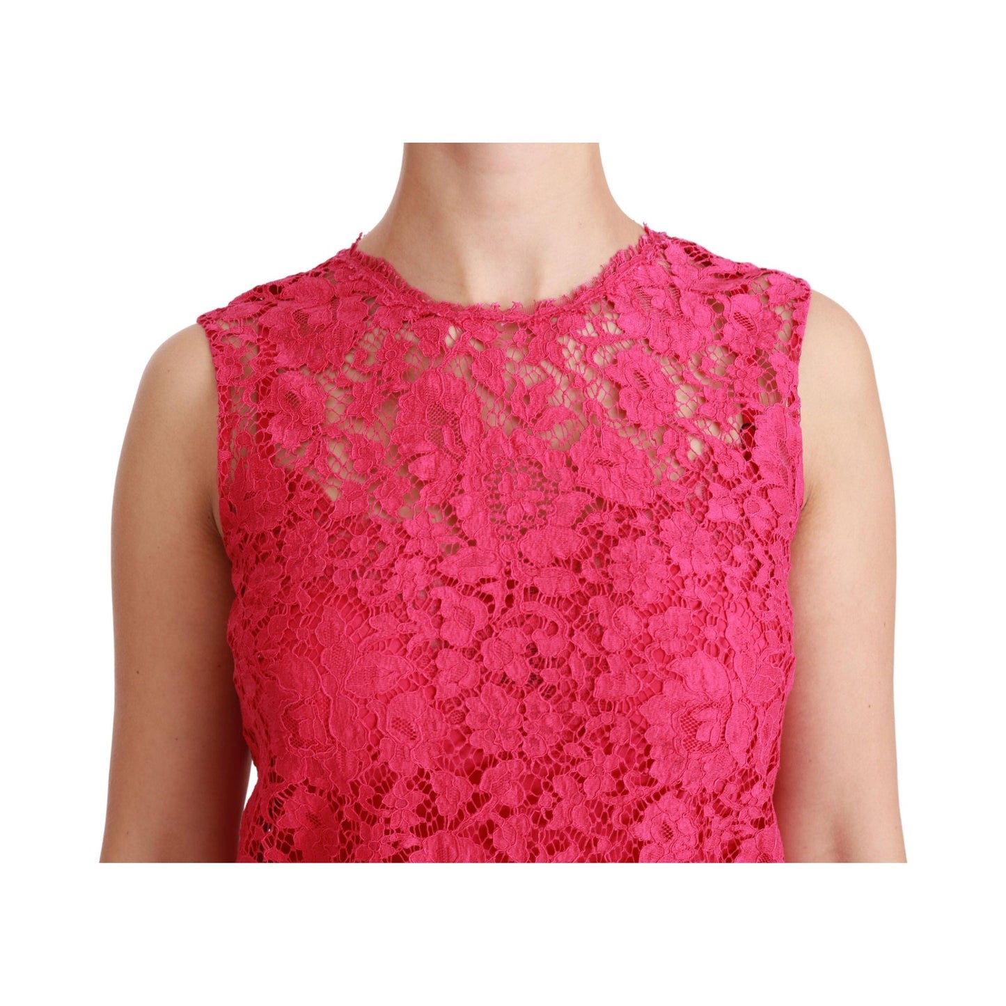 Pink Floral Lace Shift Gown Mini Dress