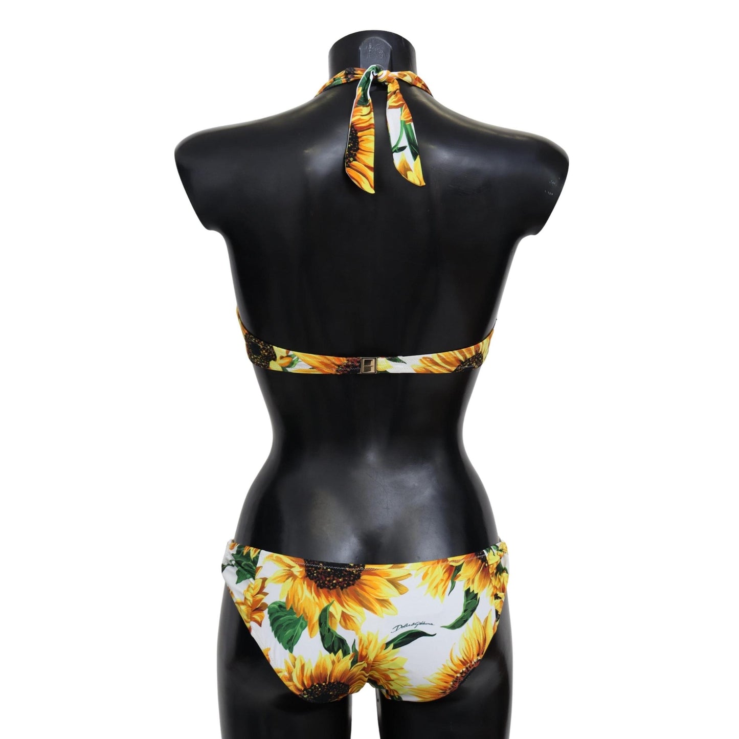 White Sunflower Halter Two Piece Swimwear Bikini
