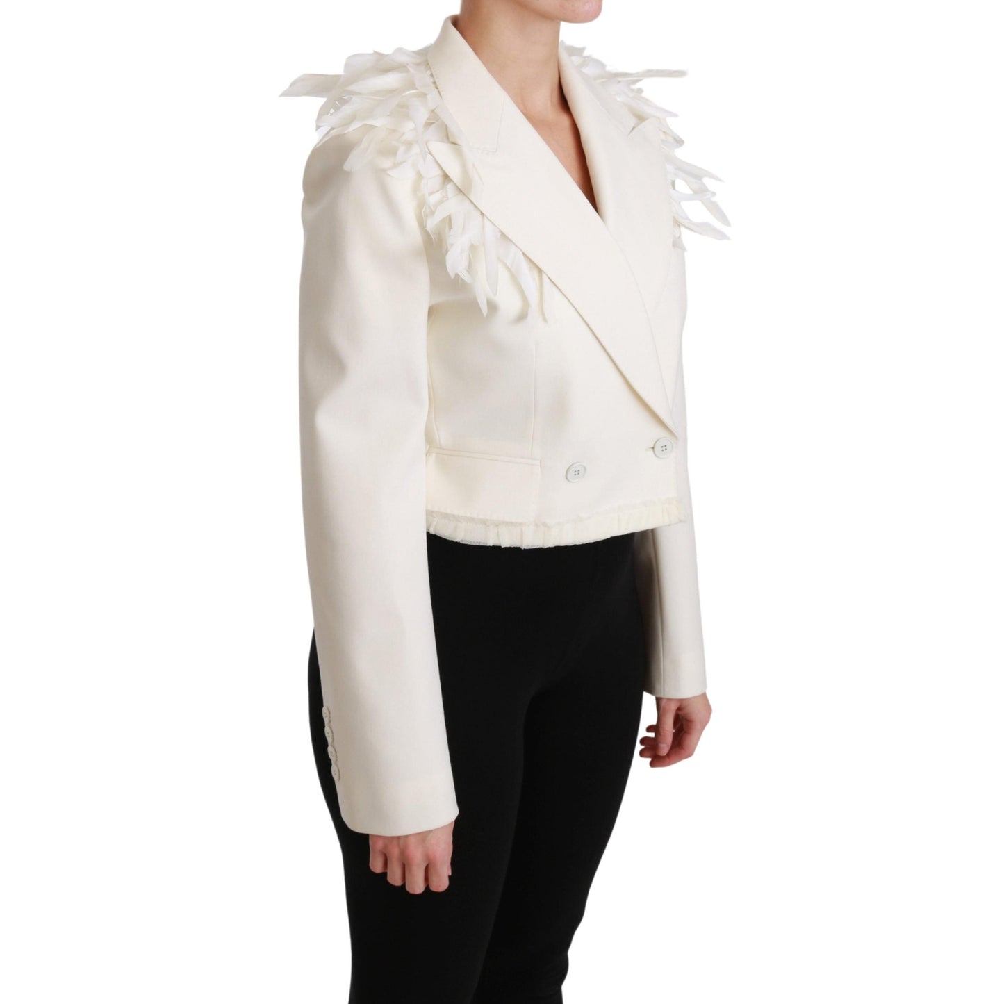 White Double Breasted Coat Wool Jacket