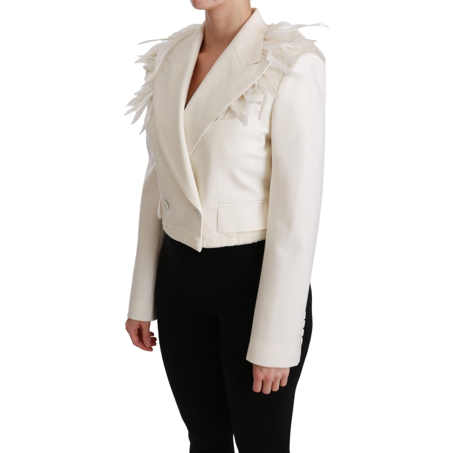 White Double Breasted Coat Wool Jacket