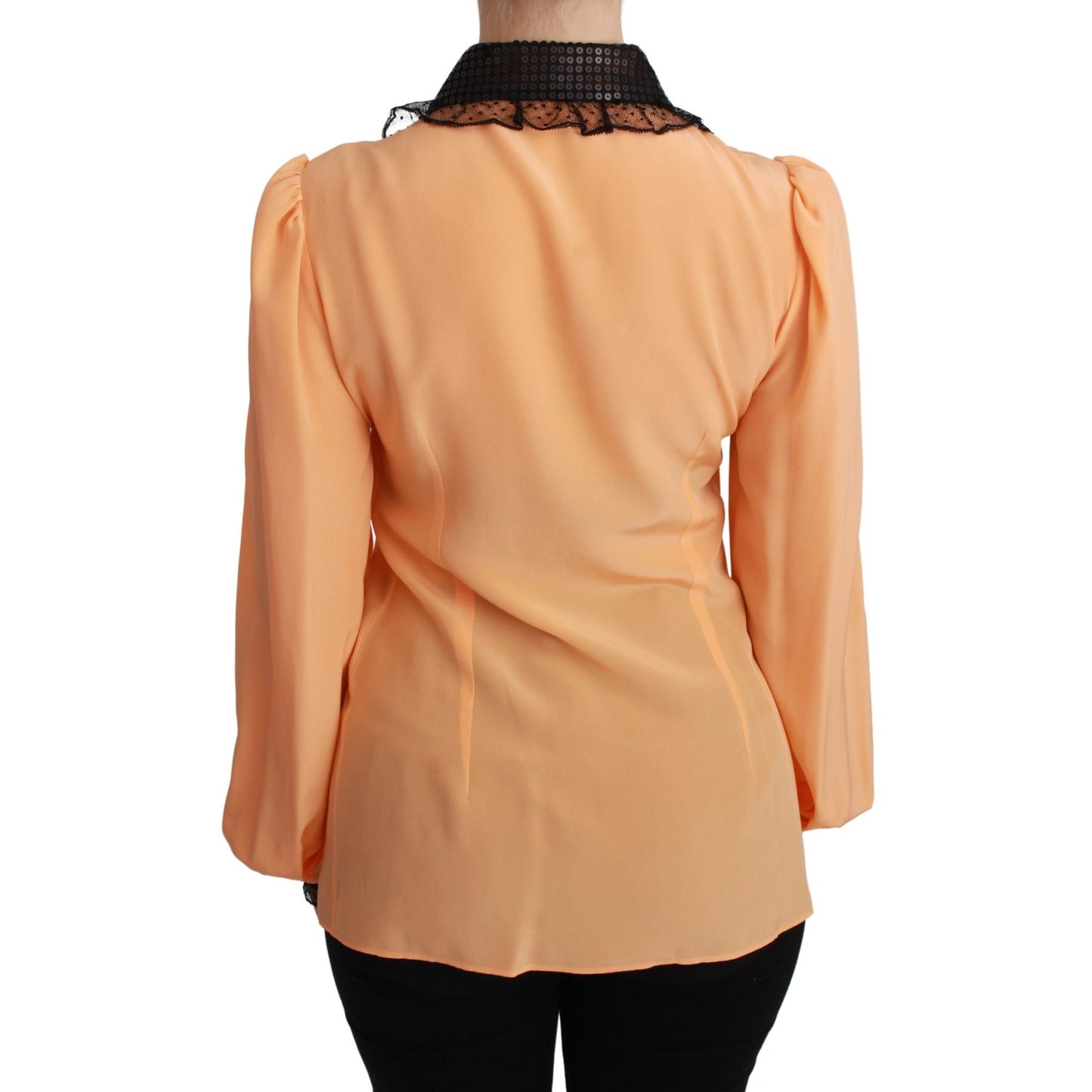 Yellow Silk Sequin Lace Blouse Shirt