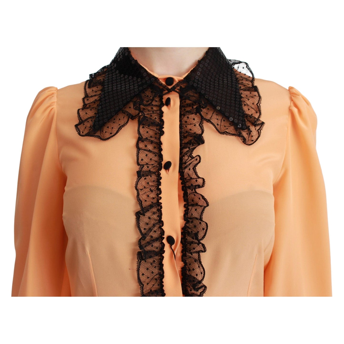 Yellow Silk Sequin Lace Blouse Shirt
