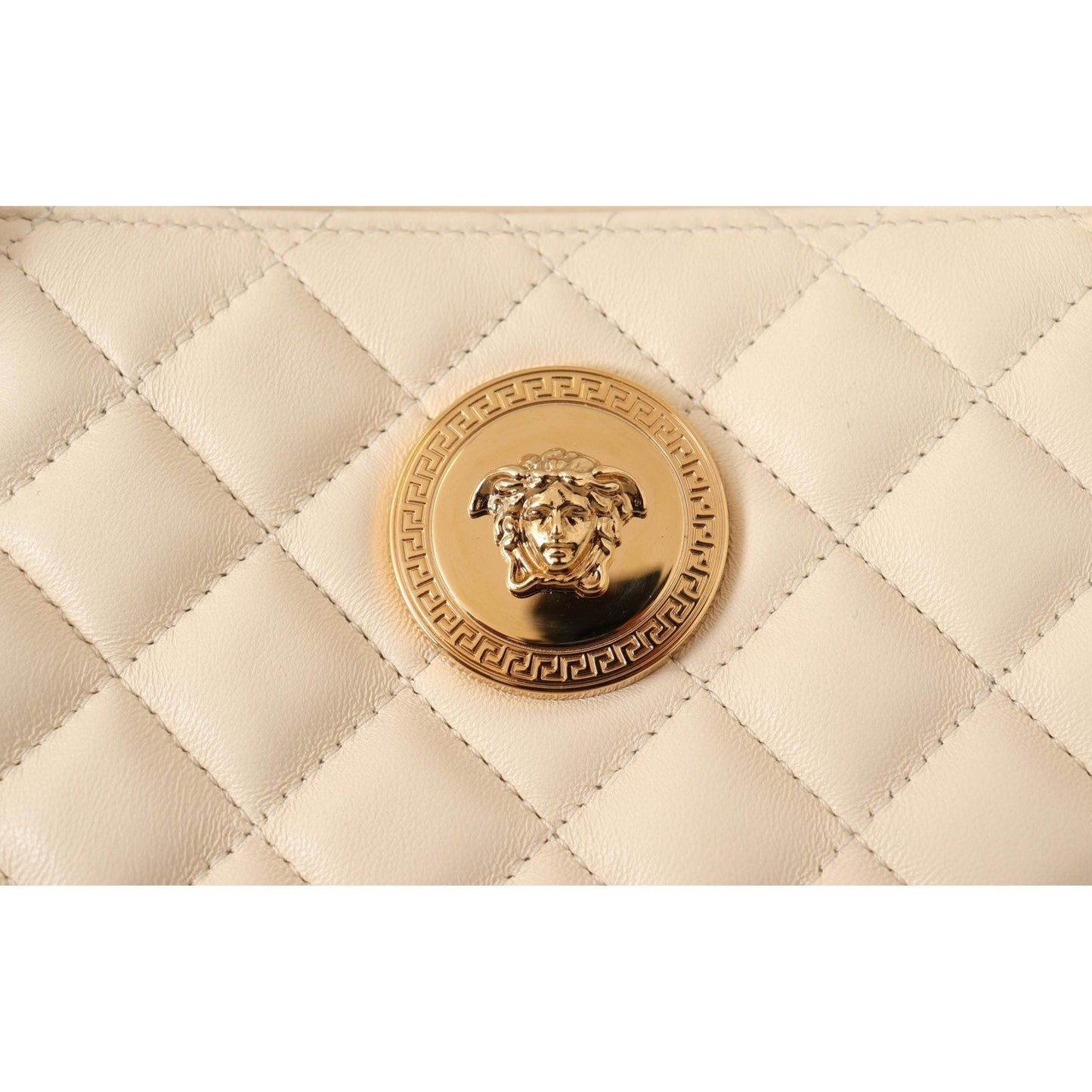White Quilted Nappa Leather Medusa Tote Handbag - coffeewithmee2