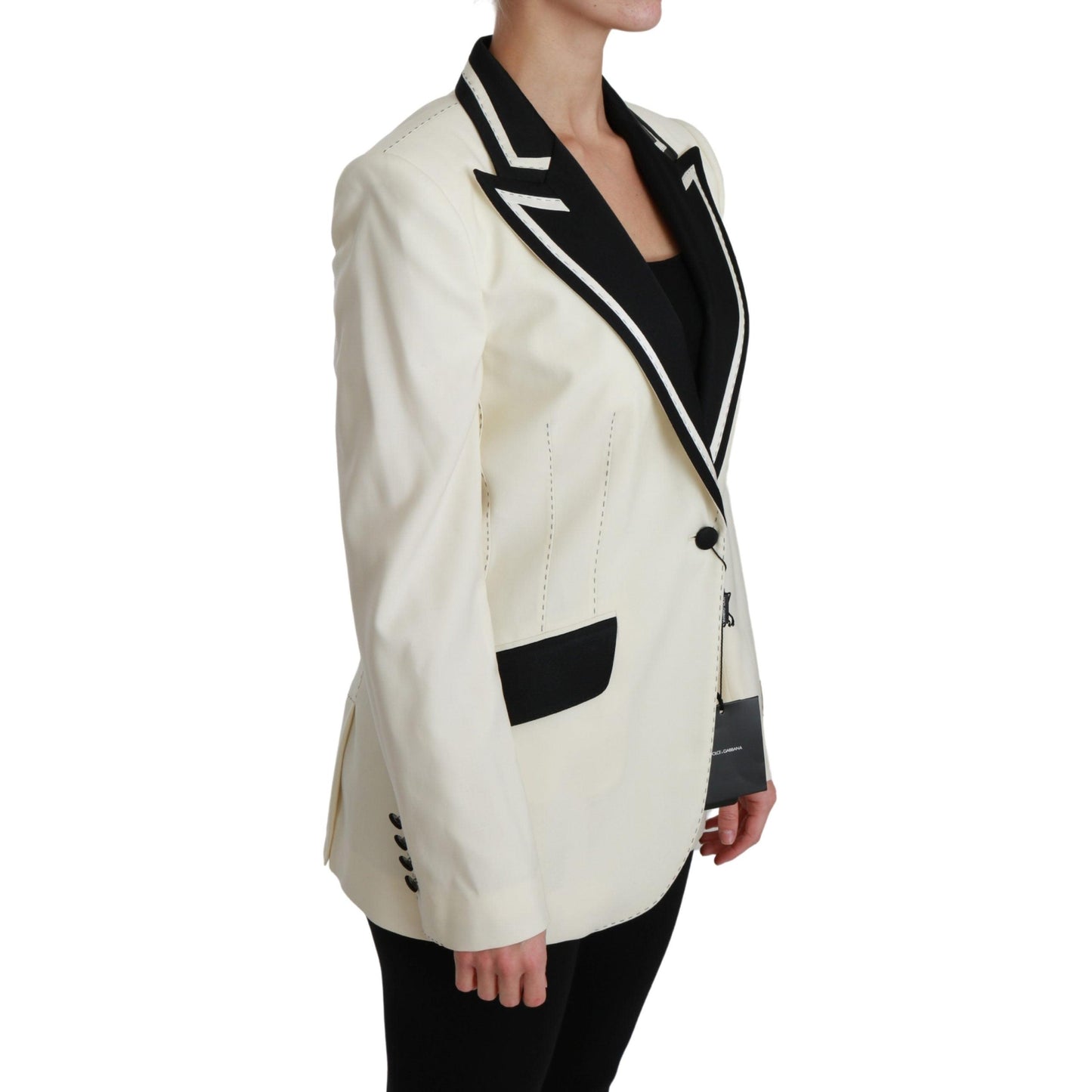 Wool Cream Single Breasted Coat Blazer Jacket