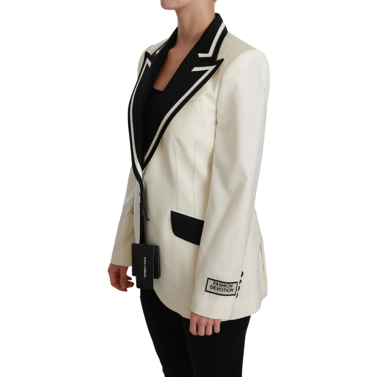Wool Cream Single Breasted Coat Blazer Jacket
