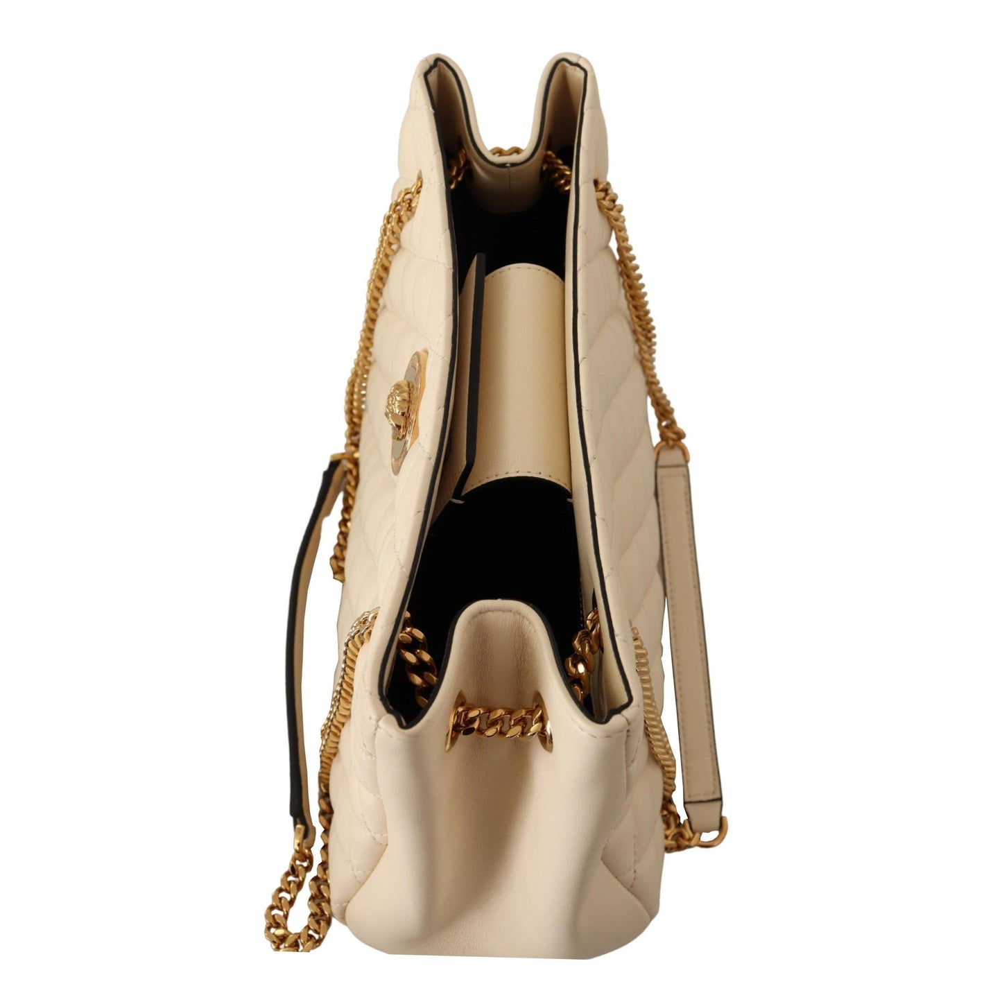 White Quilted Nappa Leather Medusa Tote Handbag - coffeewithmee2