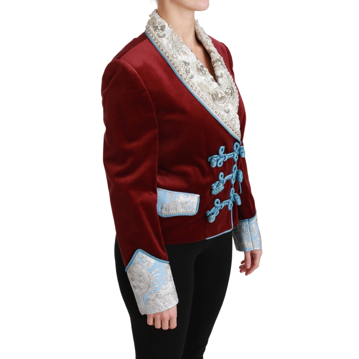 Red Velvet Baroque Crystal Blazer Jacket