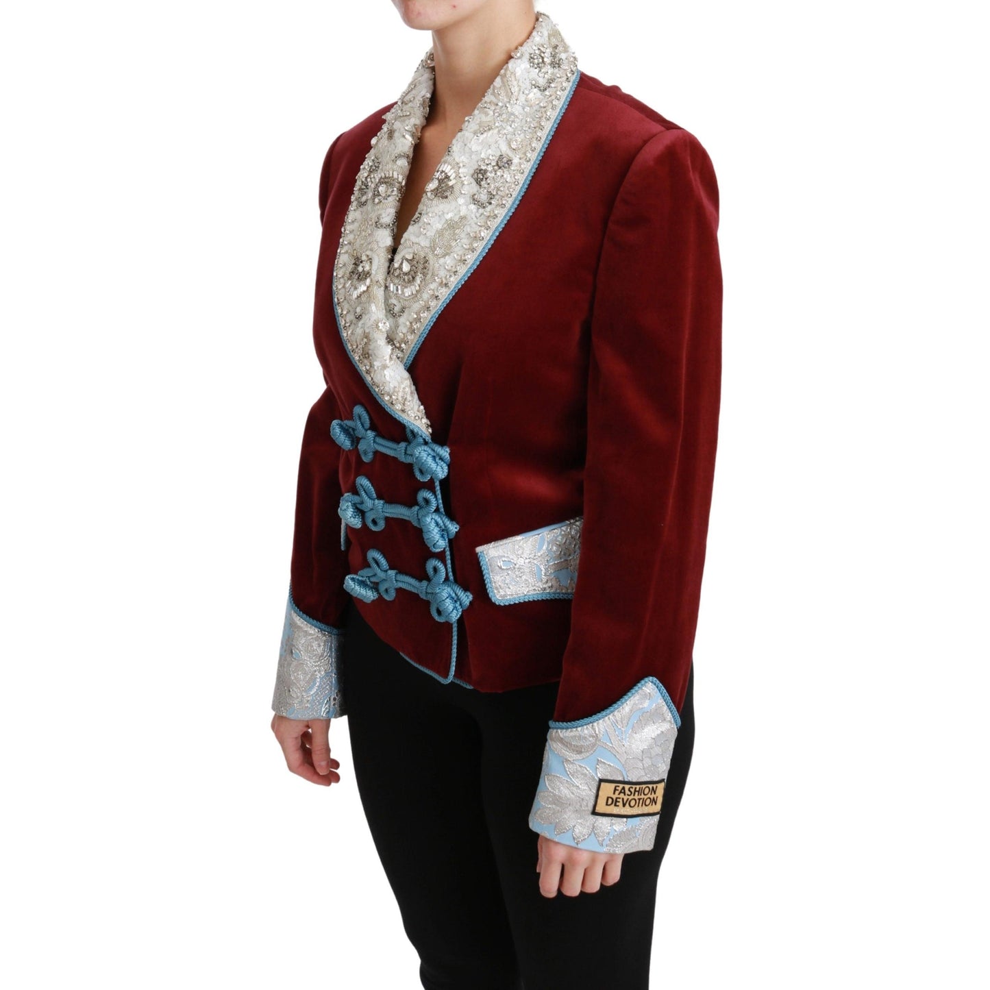 Red Velvet Baroque Crystal Blazer Jacket