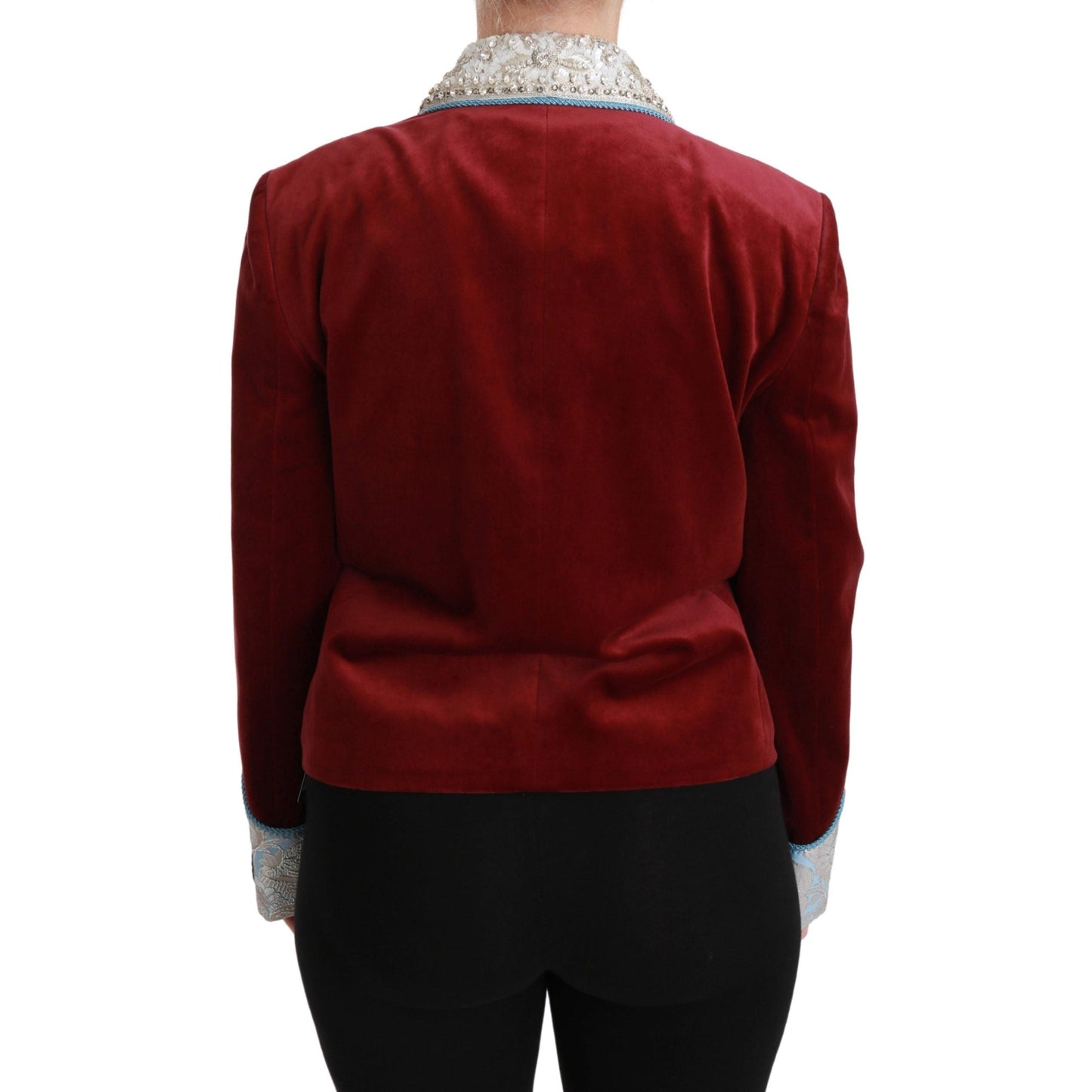 Red Velvet Baroque Crystal Blazer Jacket