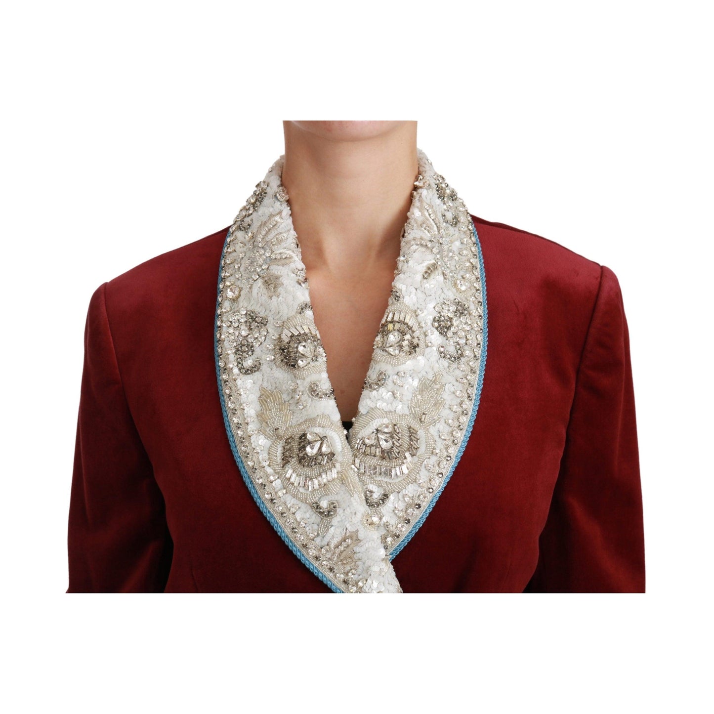 Red Velvet Baroque Crystal Blazer Jacket