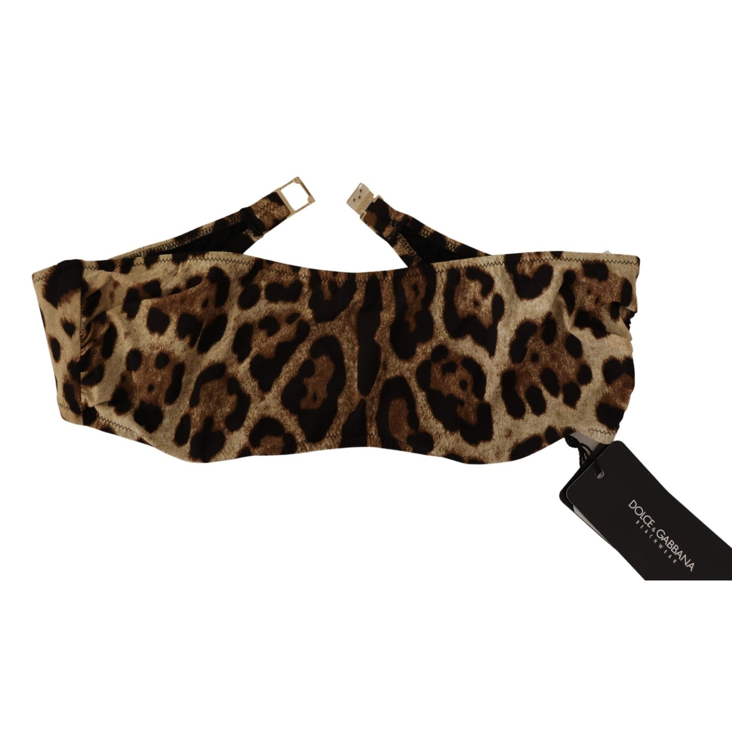 Brown Leopard Print Bandeau Swimwear Bikini Top
