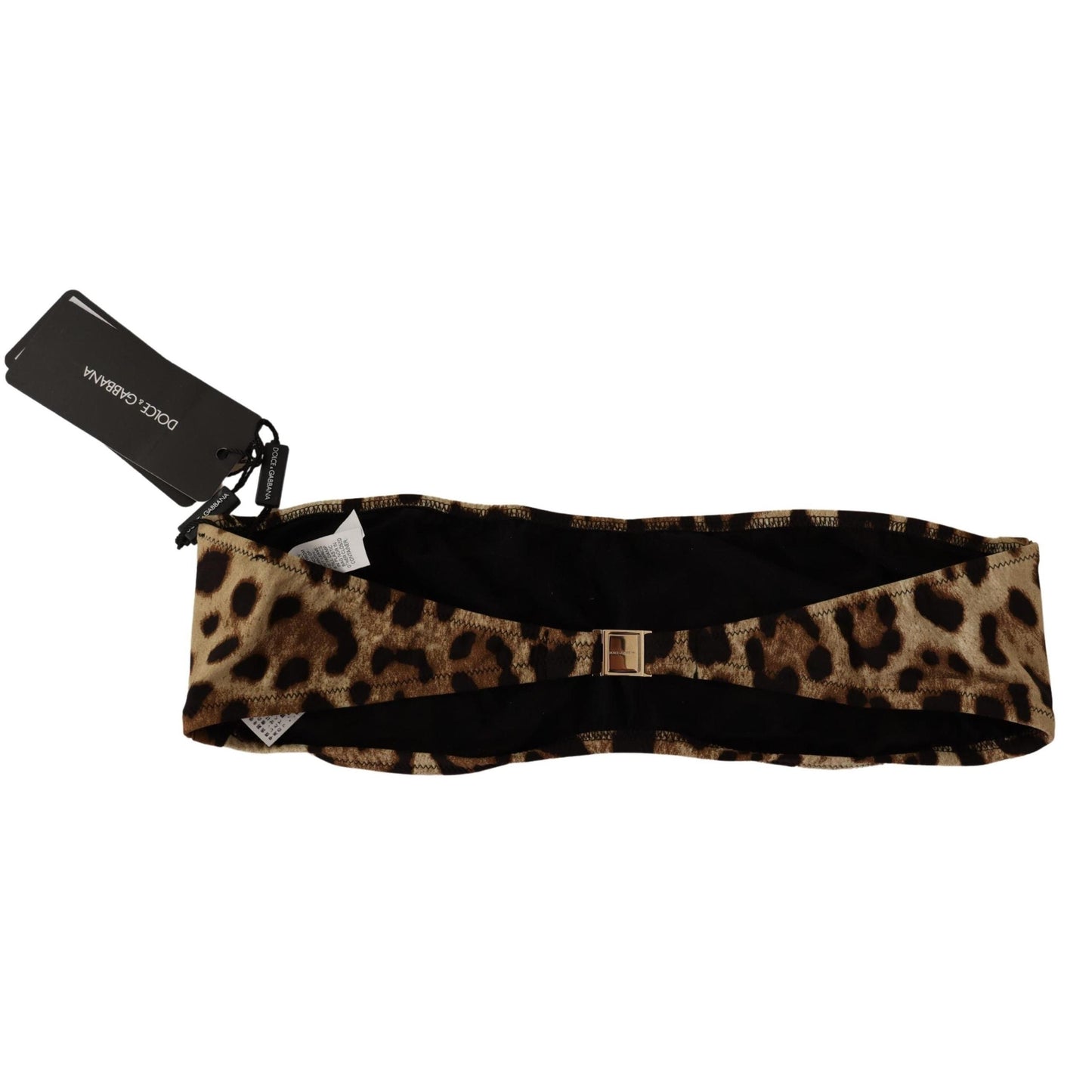 Brown Leopard Print Bandeau Swimwear Bikini Top