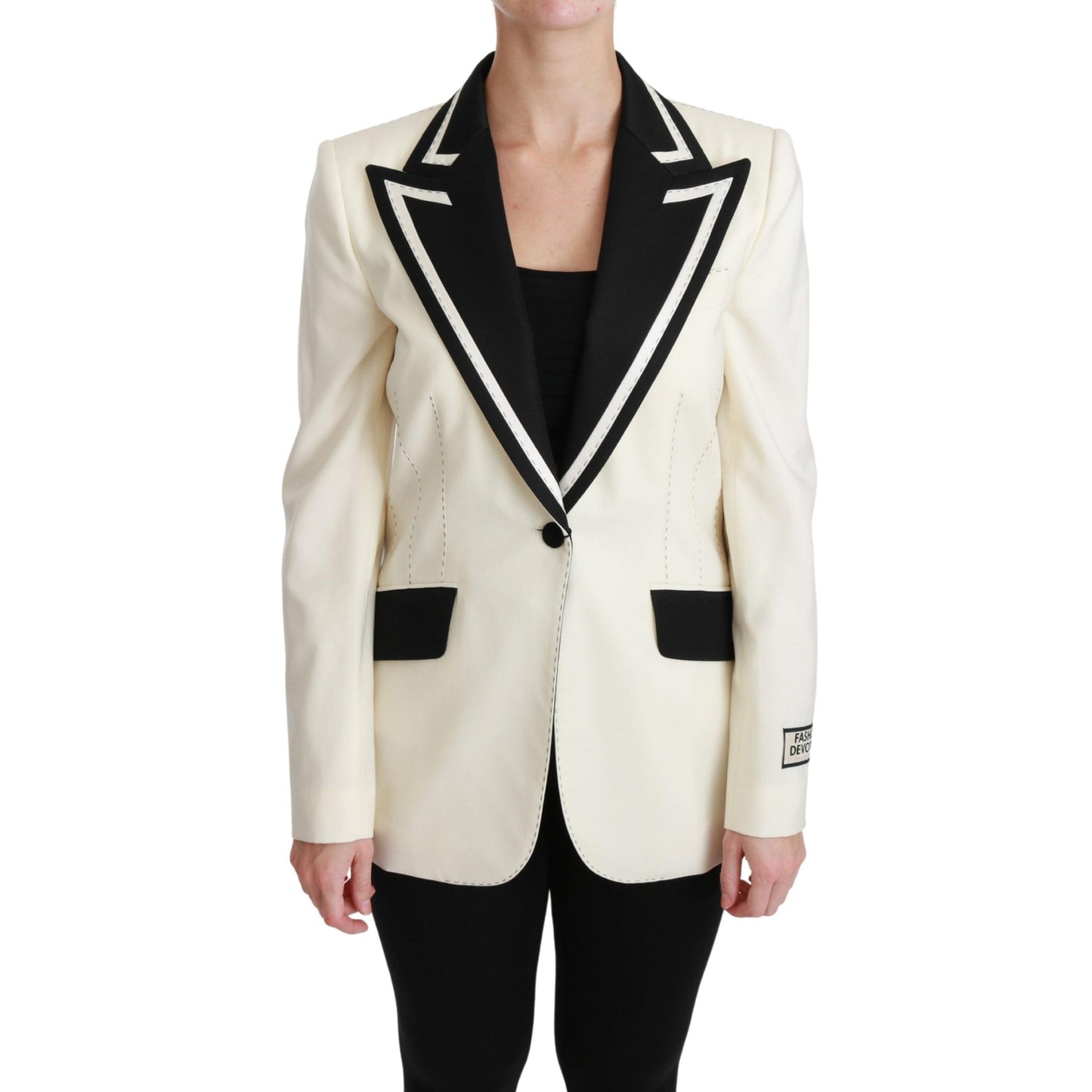 White Black Silk Slim Fit Blazer Jacket
