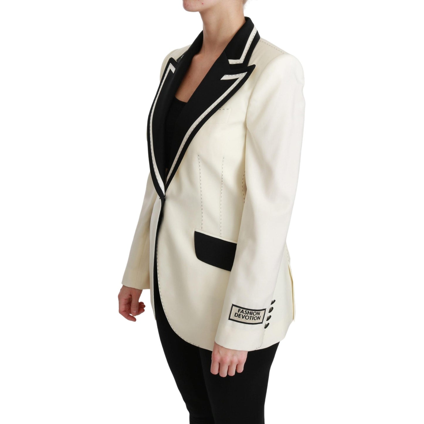 White Black Silk Slim Fit Blazer Jacket