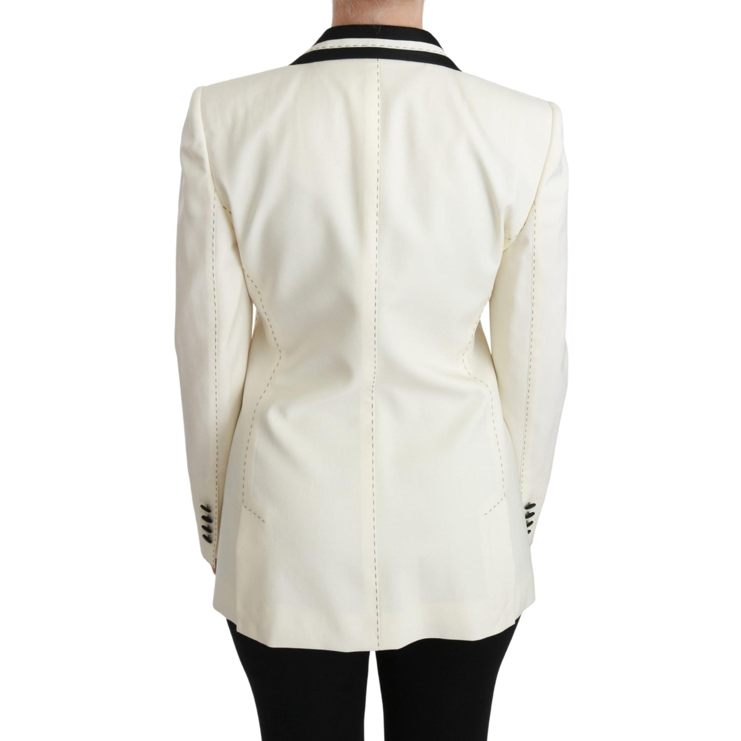 White Black Silk Slim Fit Blazer Jacket