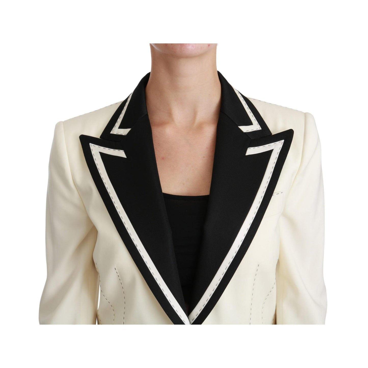 White Black Silk Slim Fit Blazer Jacket