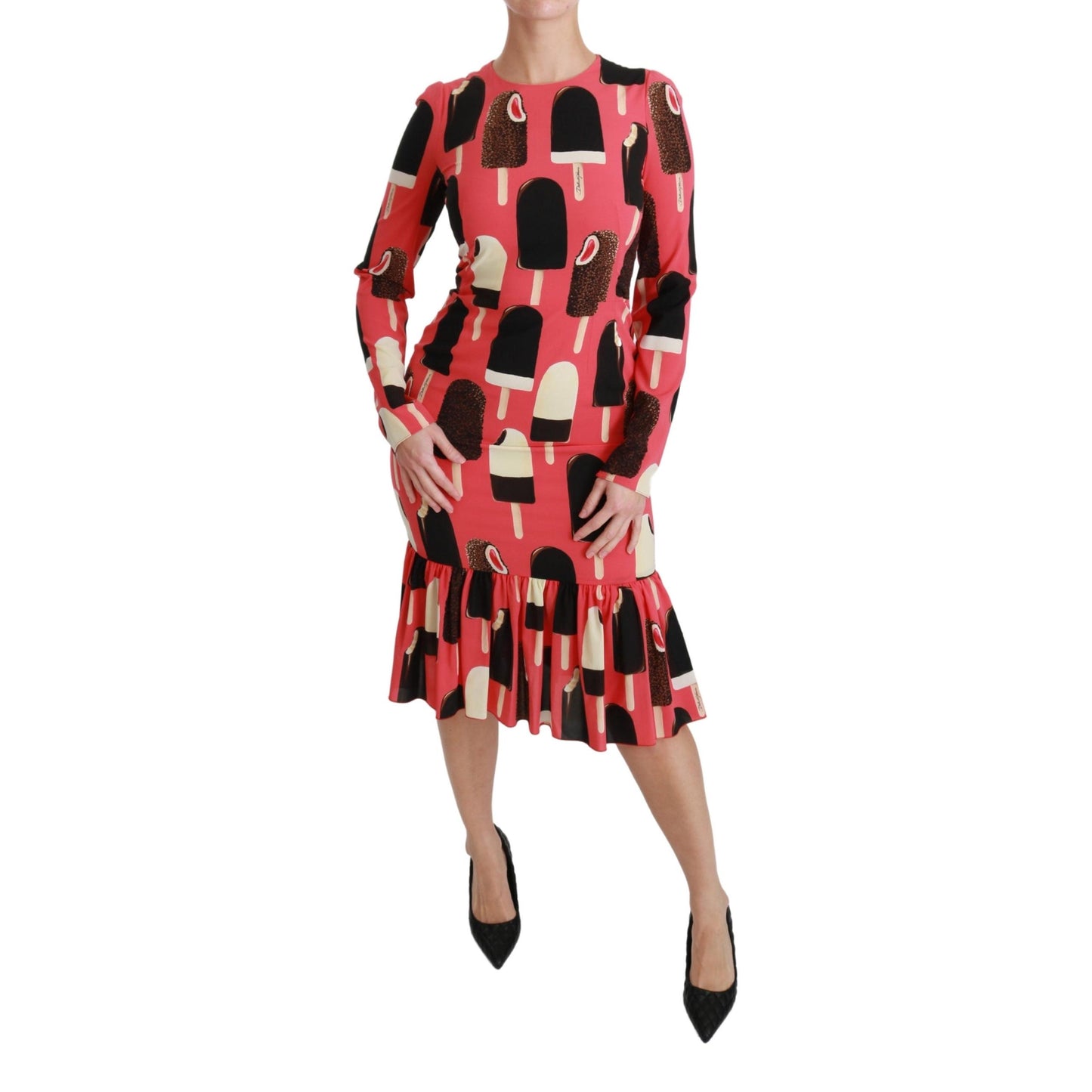 Pink Silk Stretch Ice Cream Sheath Dress