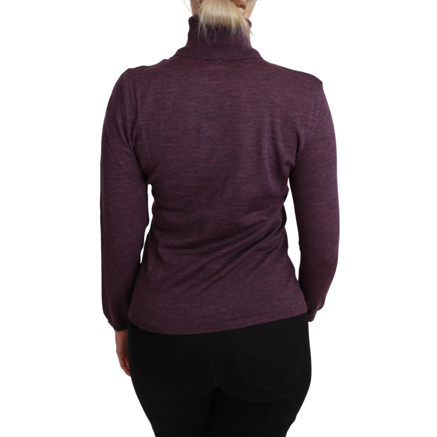 Purple Turtleneck Long Sleeve Pullover Top Wool Sweater