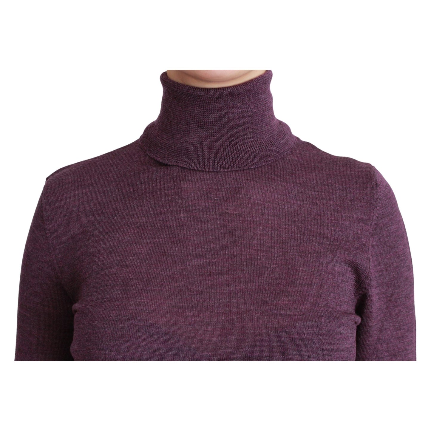Purple Turtleneck Long Sleeve Pullover Top Wool Sweater