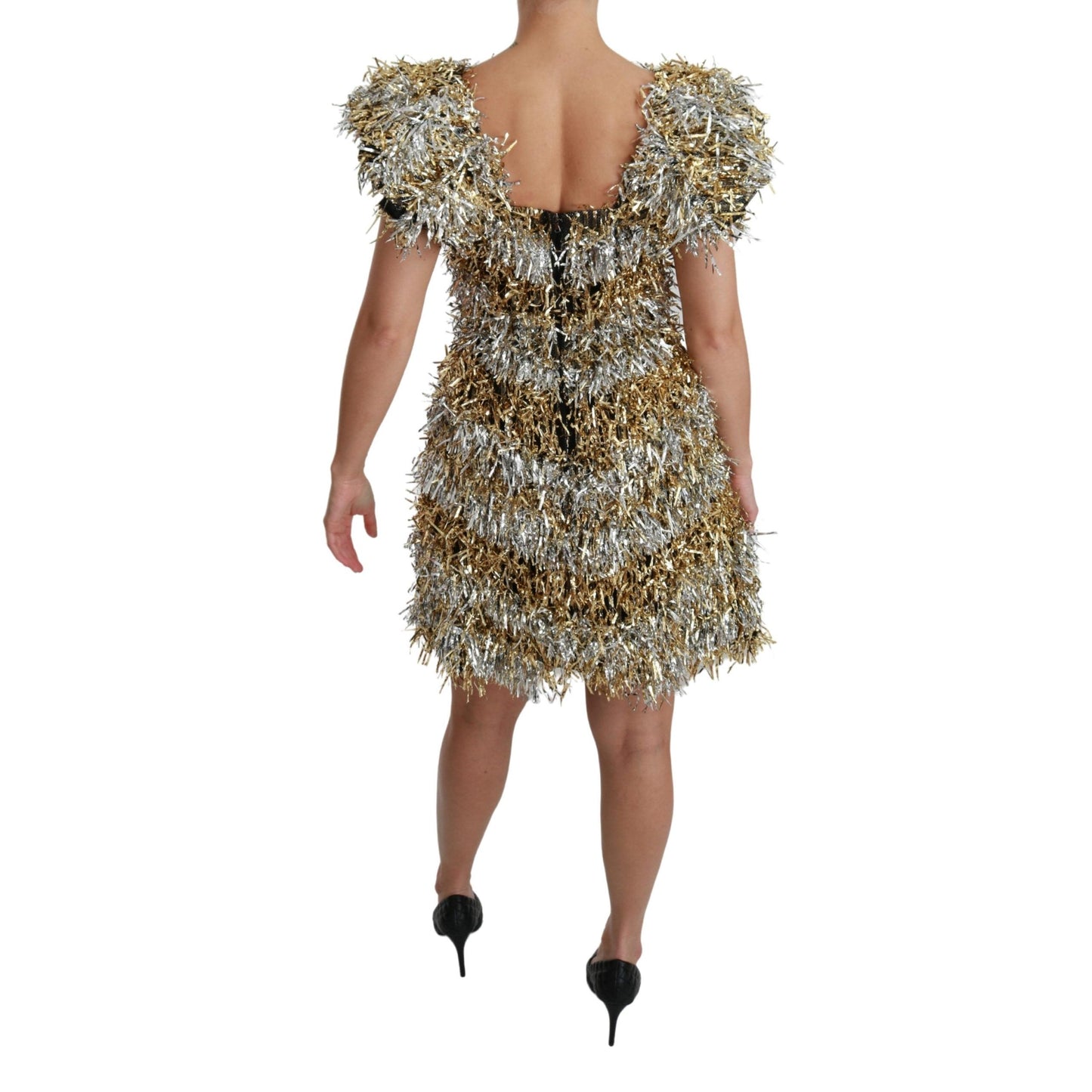 Silver Gold Sheath Mini Shift Gown Dress
