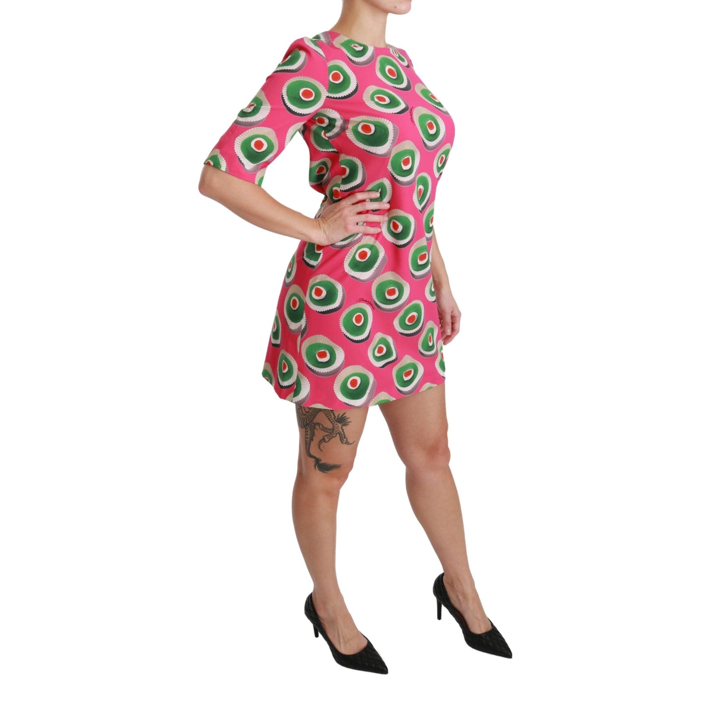 Pink Silk Cup Cake Shift Stretch Dress
