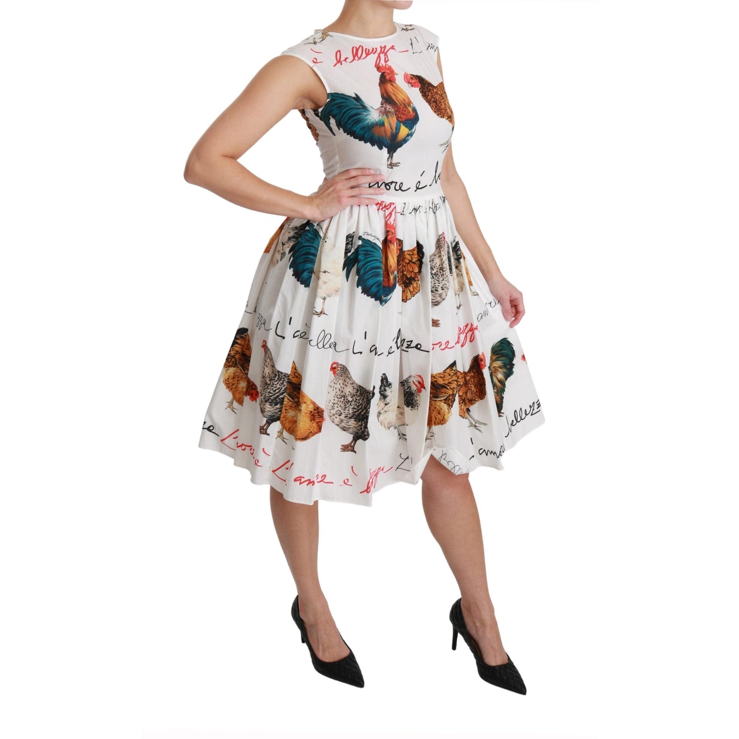 White Rooster A-Line Mini Cotton Dress