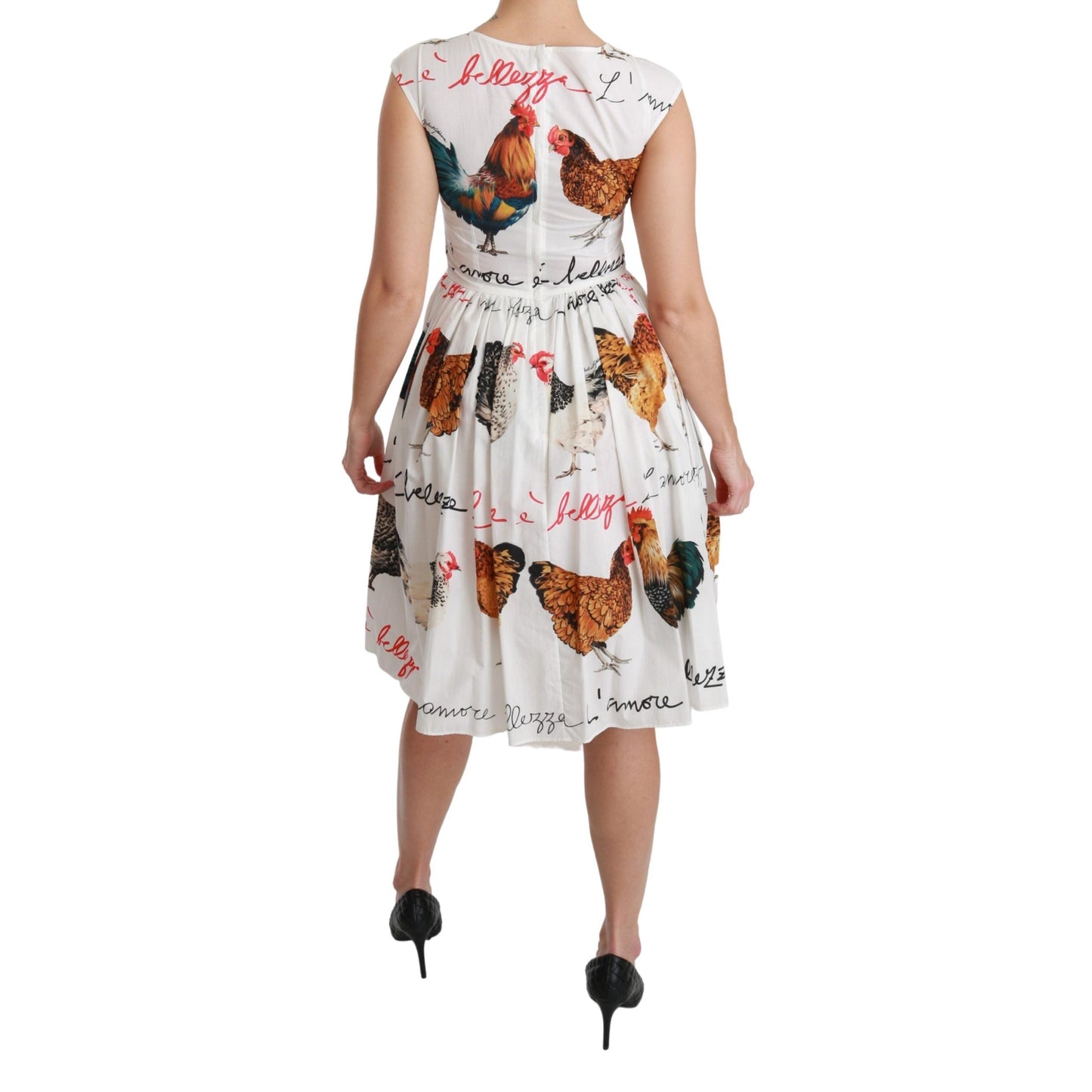 White Rooster A-Line Mini Cotton Dress