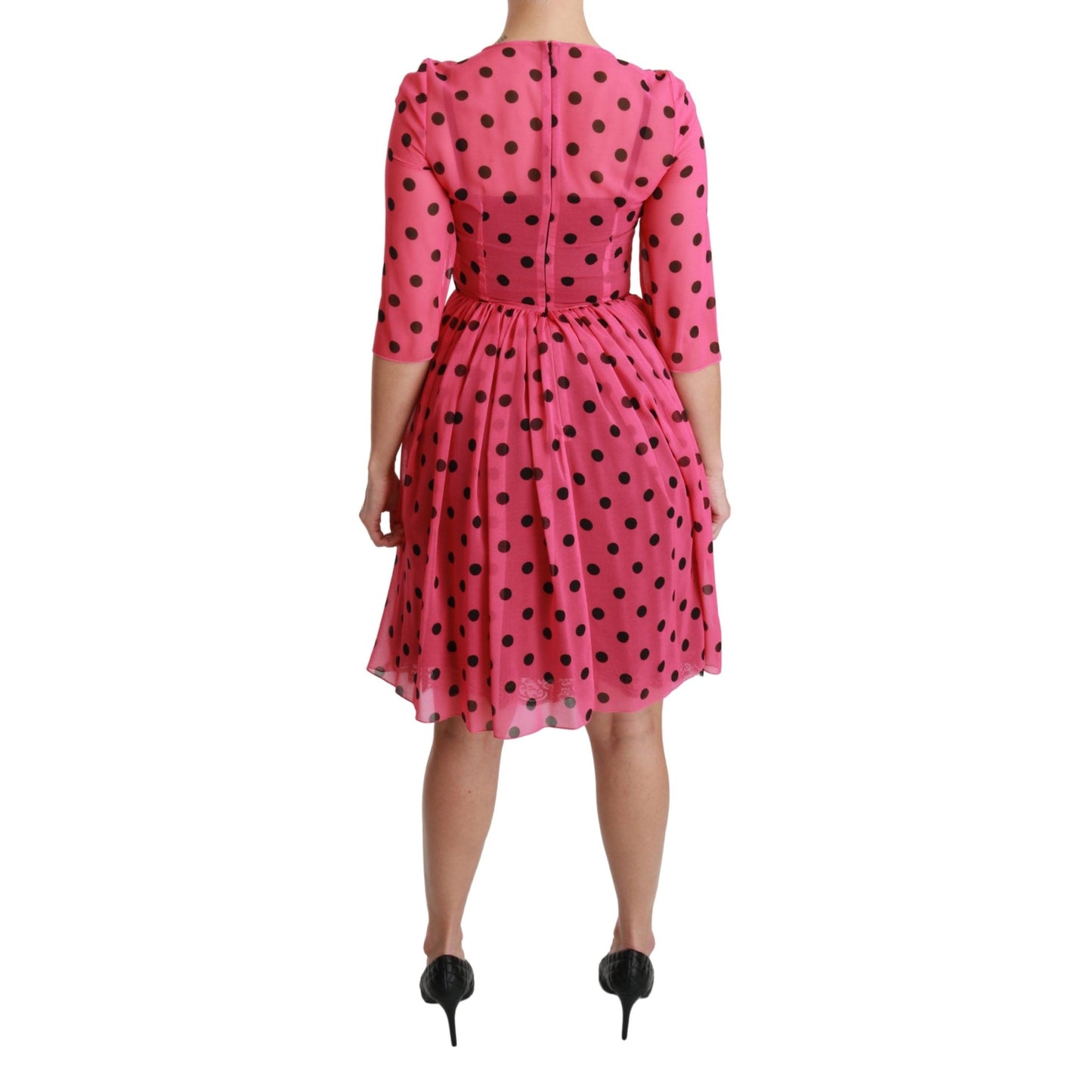 Pink Polka Dots A-line Knee Length Dress