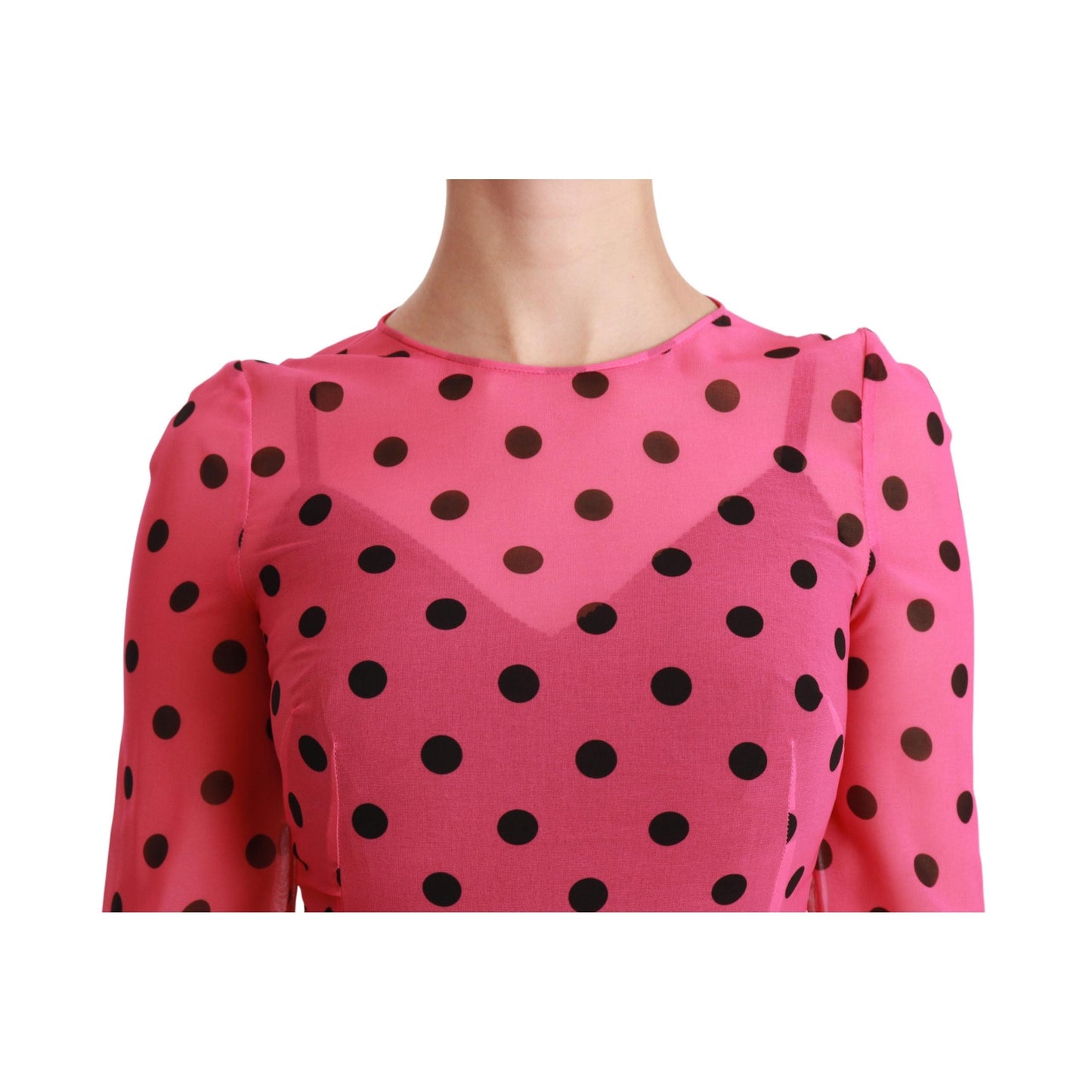 Pink Polka Dots A-line Knee Length Dress
