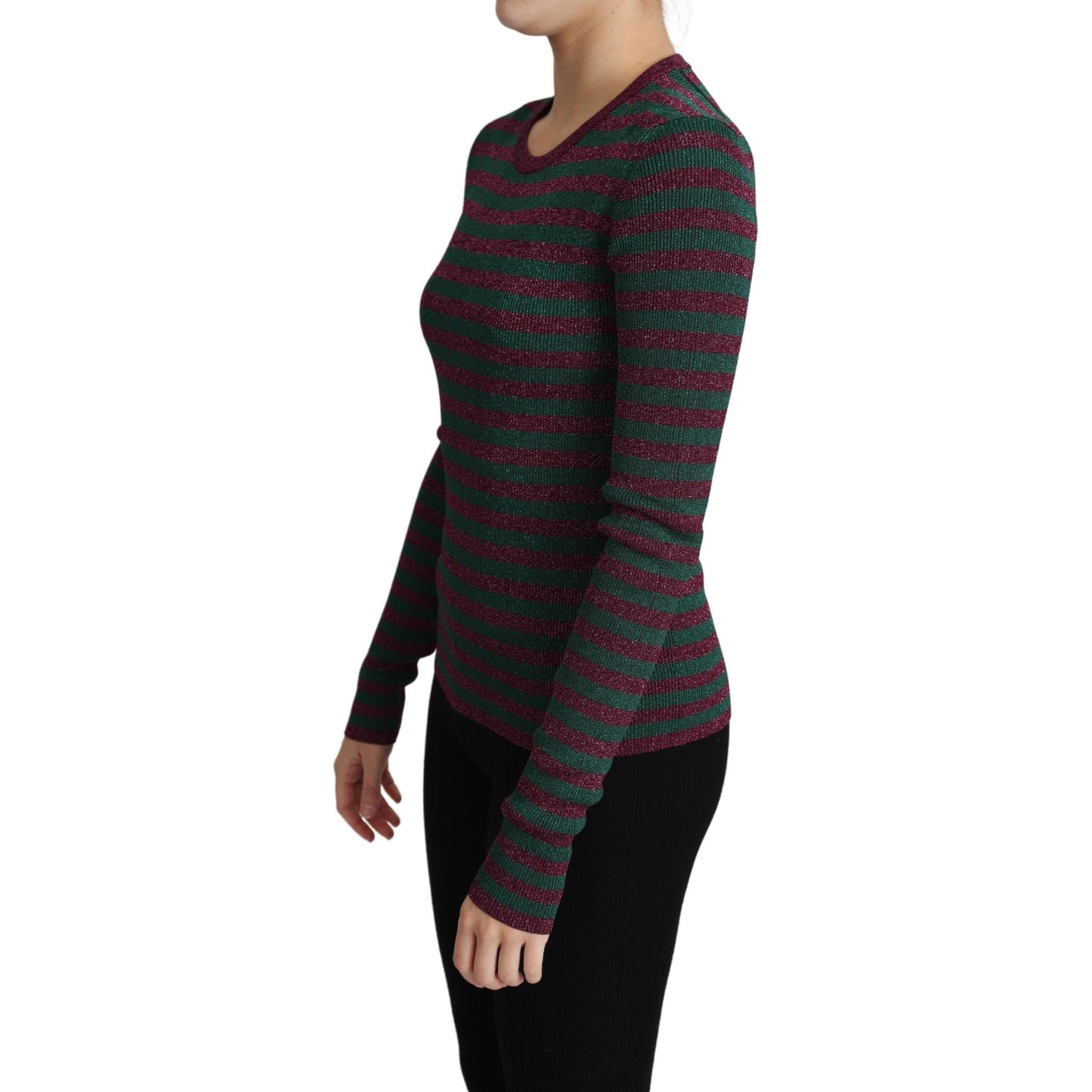 Multicolor Stripes Crew Neck Pullover Sweater