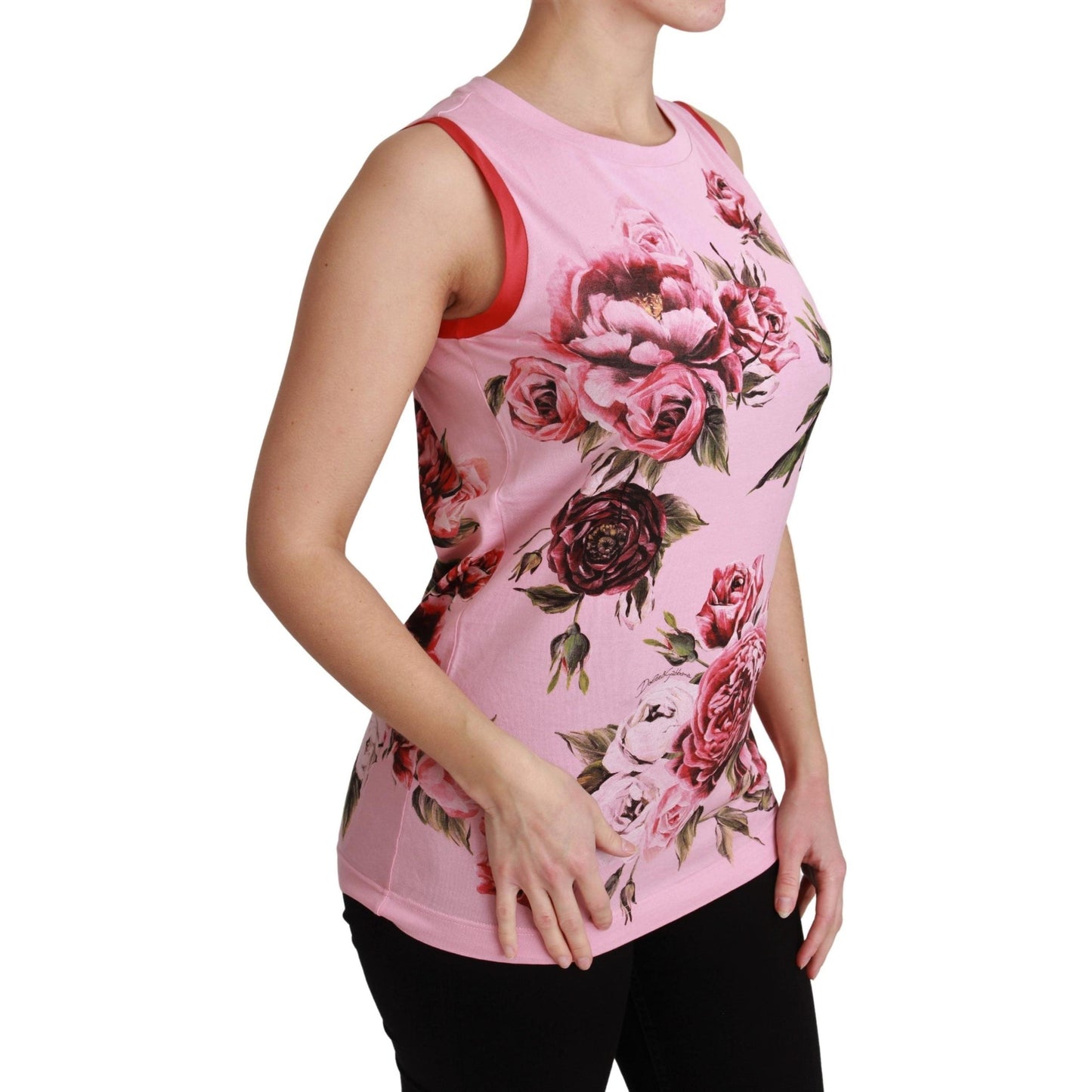 Pink Roses Tank Sleeveless Blouse