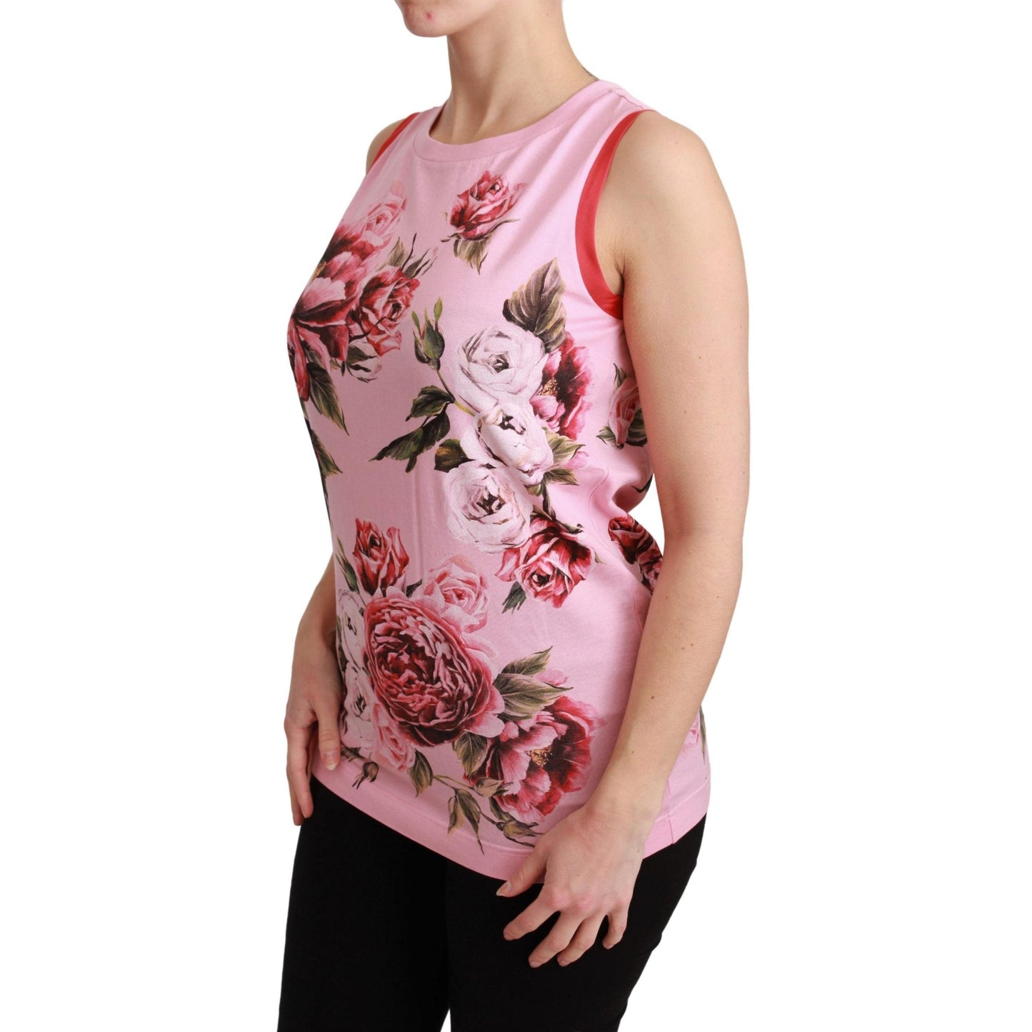 Pink Roses Tank Sleeveless Blouse
